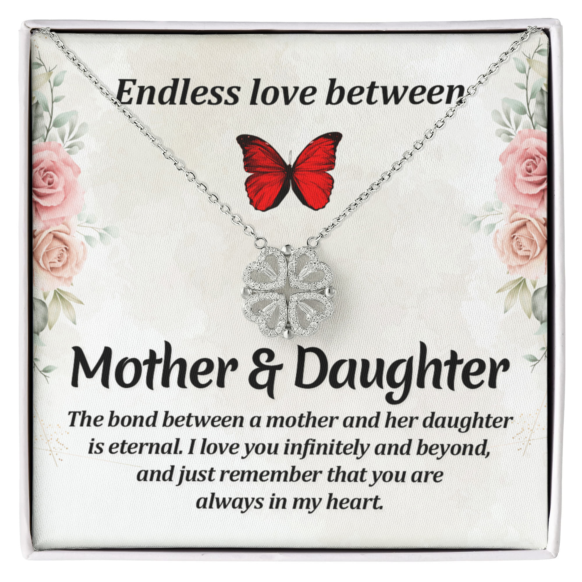 Magnetic Heart Clover Necklace – Mother & Daughter Gift, Meaningful Love Necklace, Gift for Mom or Daughter, Symbol of Connection Jewelry