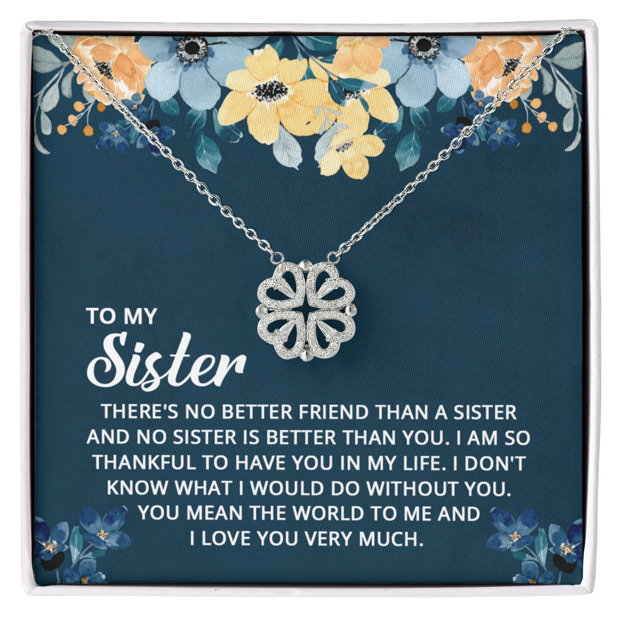 To My Sister Magnetic Heart Necklace – Meaningful Sister Gift, Heartfelt Jewelry for Sister, Birthday or Christmas Gift