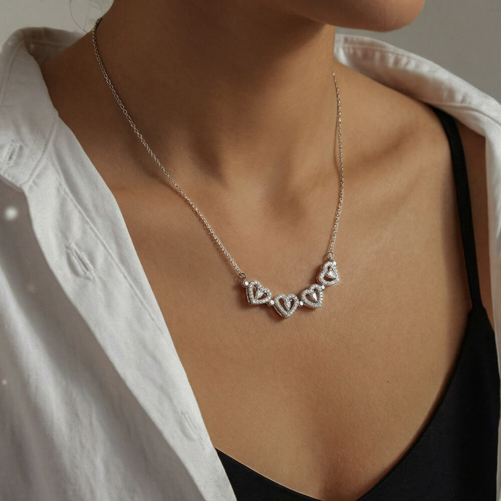 To My Sister Magnetic Heart Clover Necklace – Forever Connected Gift from Sister or Brother
