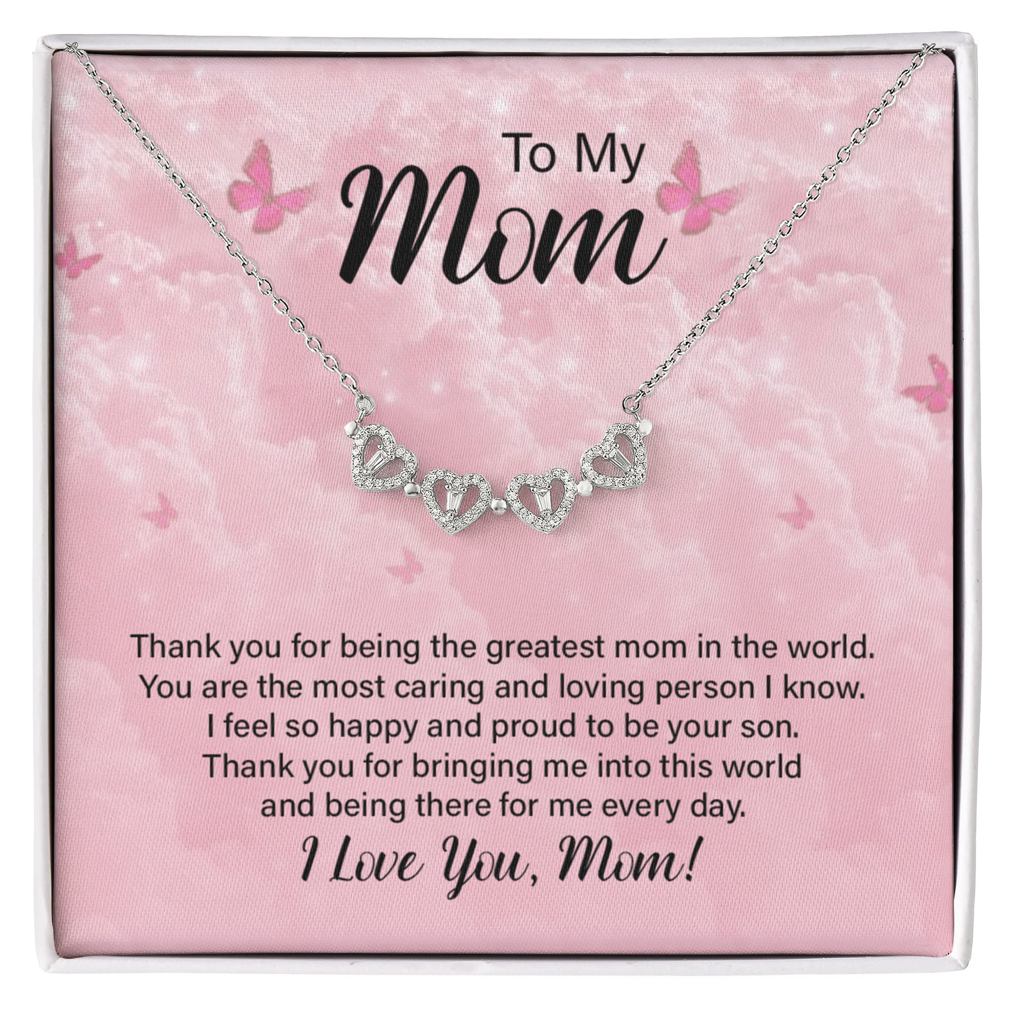 To My Mom – Magnetic Clover Heart Necklace, Meaningful Gift from Son