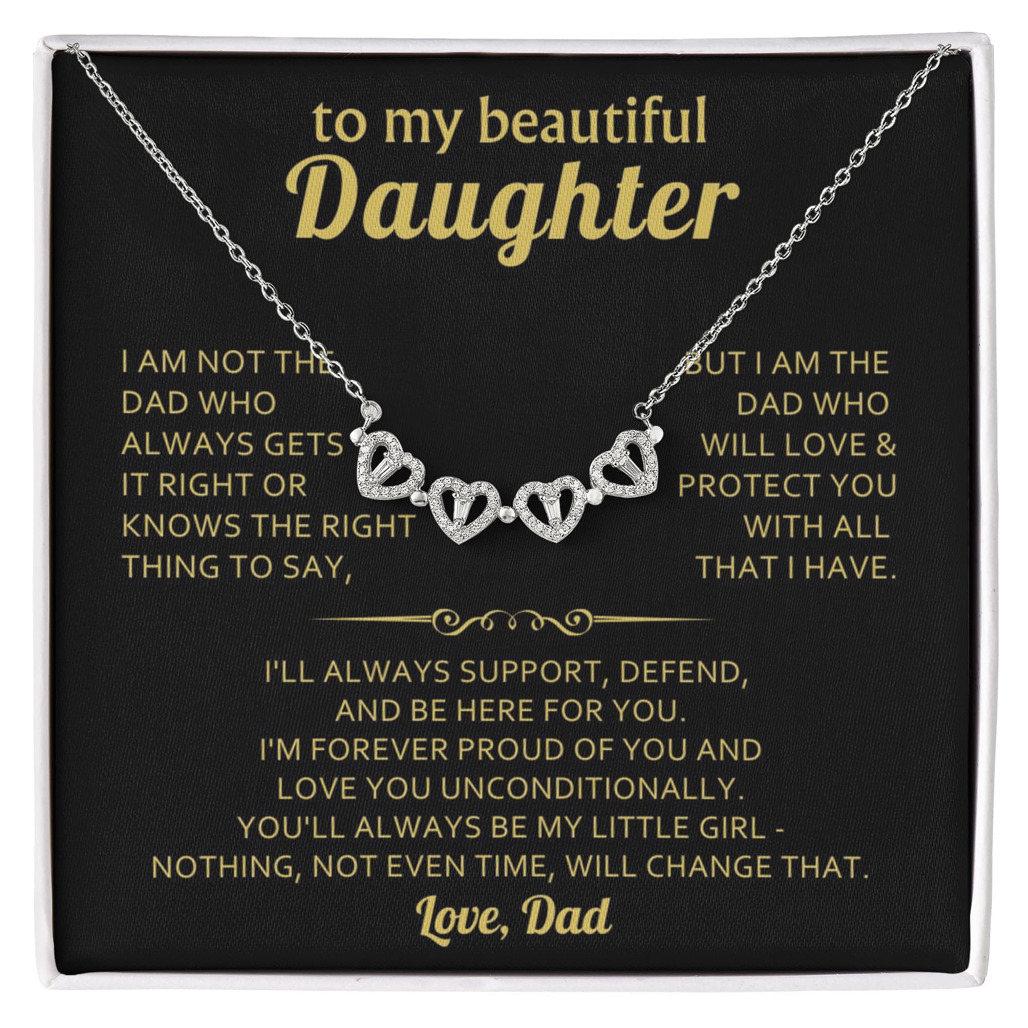 To My Beautiful Daughter – Love You Forever, Magnetic Clover Heart Necklace Gift