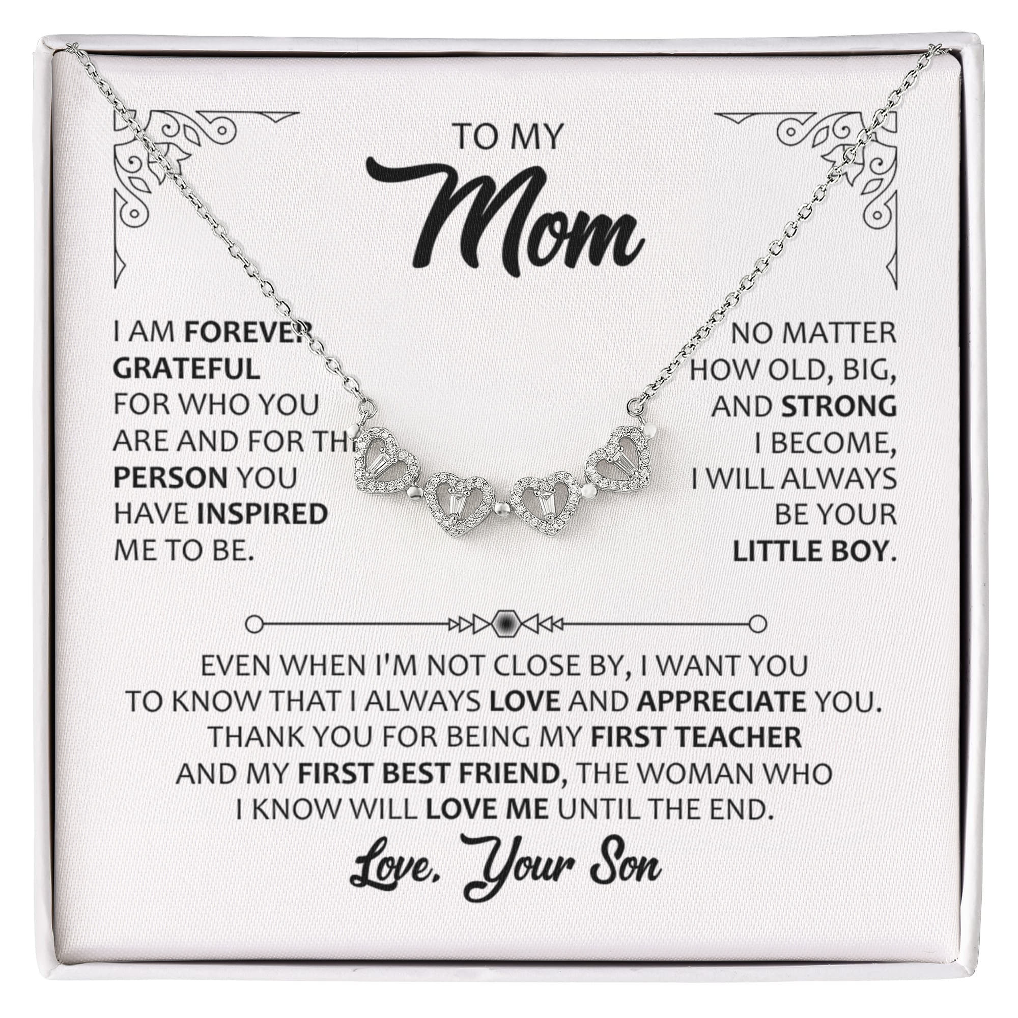 Magnetic Heart Clover Necklace – Meaningful Gift for Mom from Son