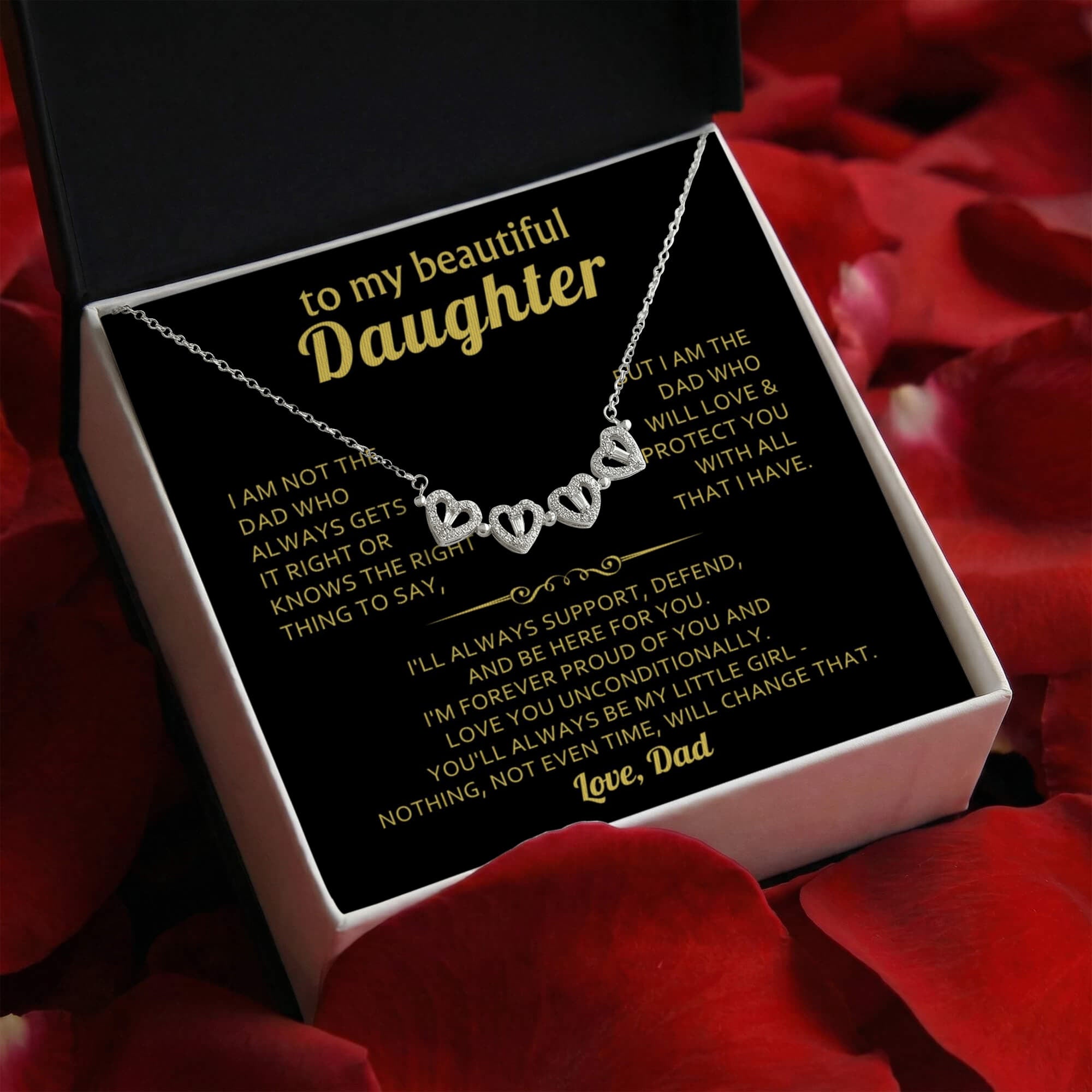 To My Beautiful Daughter – Love You Forever, Magnetic Clover Heart Necklace Gift