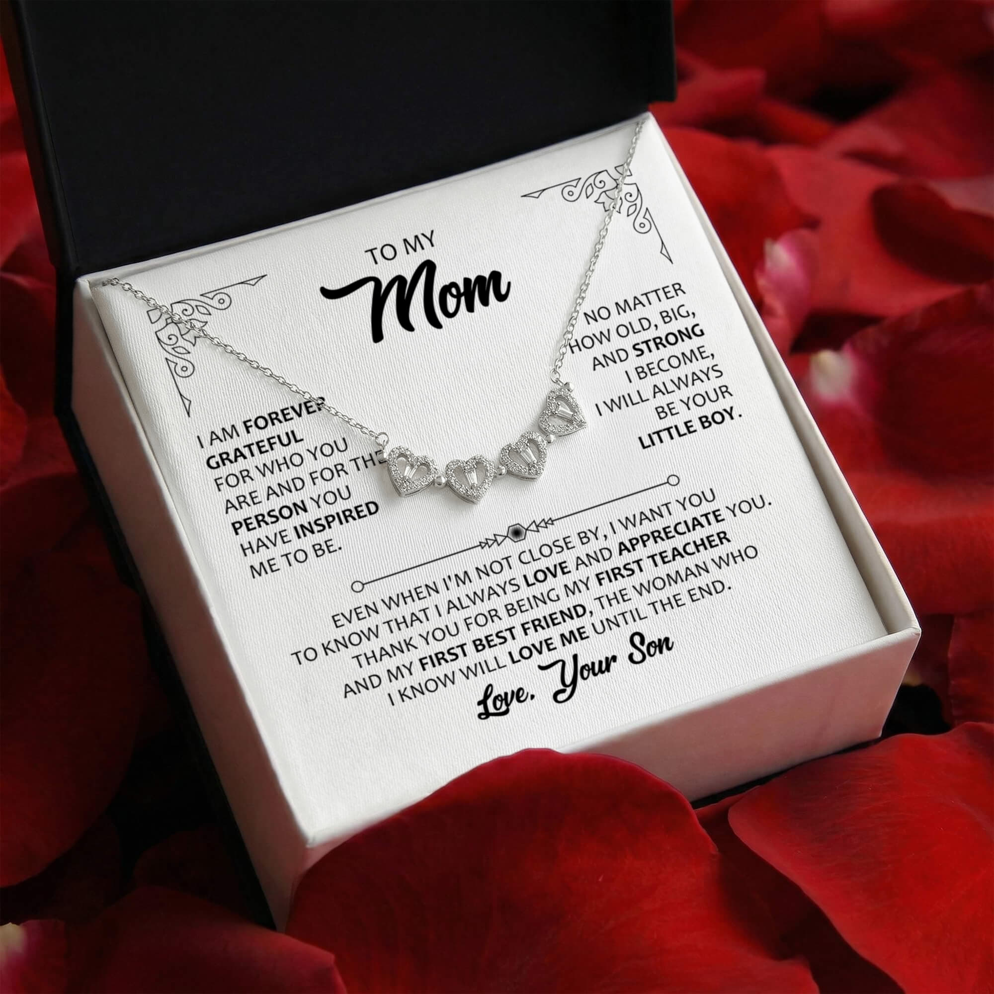 Magnetic Heart Clover Necklace – Meaningful Gift for Mom from Son