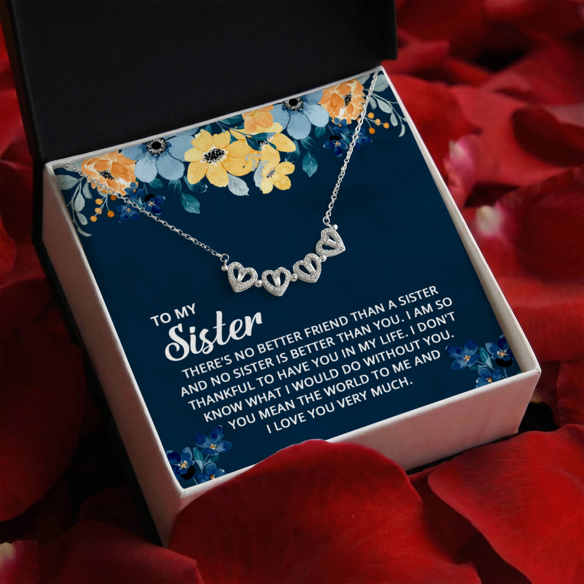 To My Sister Magnetic Heart Necklace – Meaningful Sister Gift, Heartfelt Jewelry for Sister, Birthday or Christmas Gift