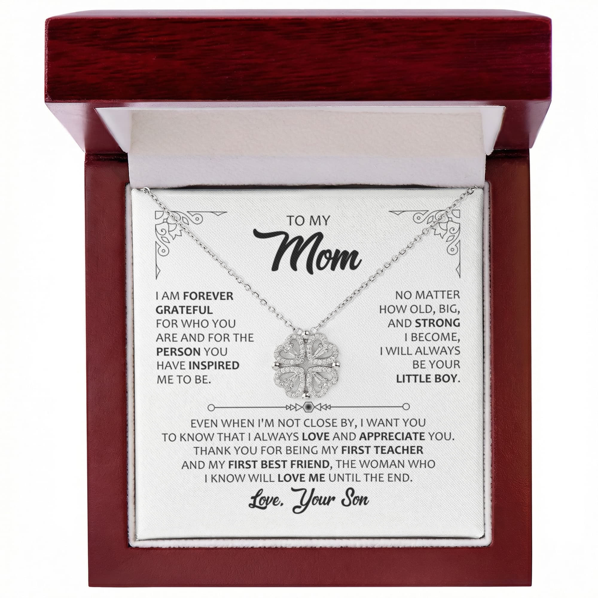 Magnetic Heart Clover Necklace – Meaningful Gift for Mom from Son