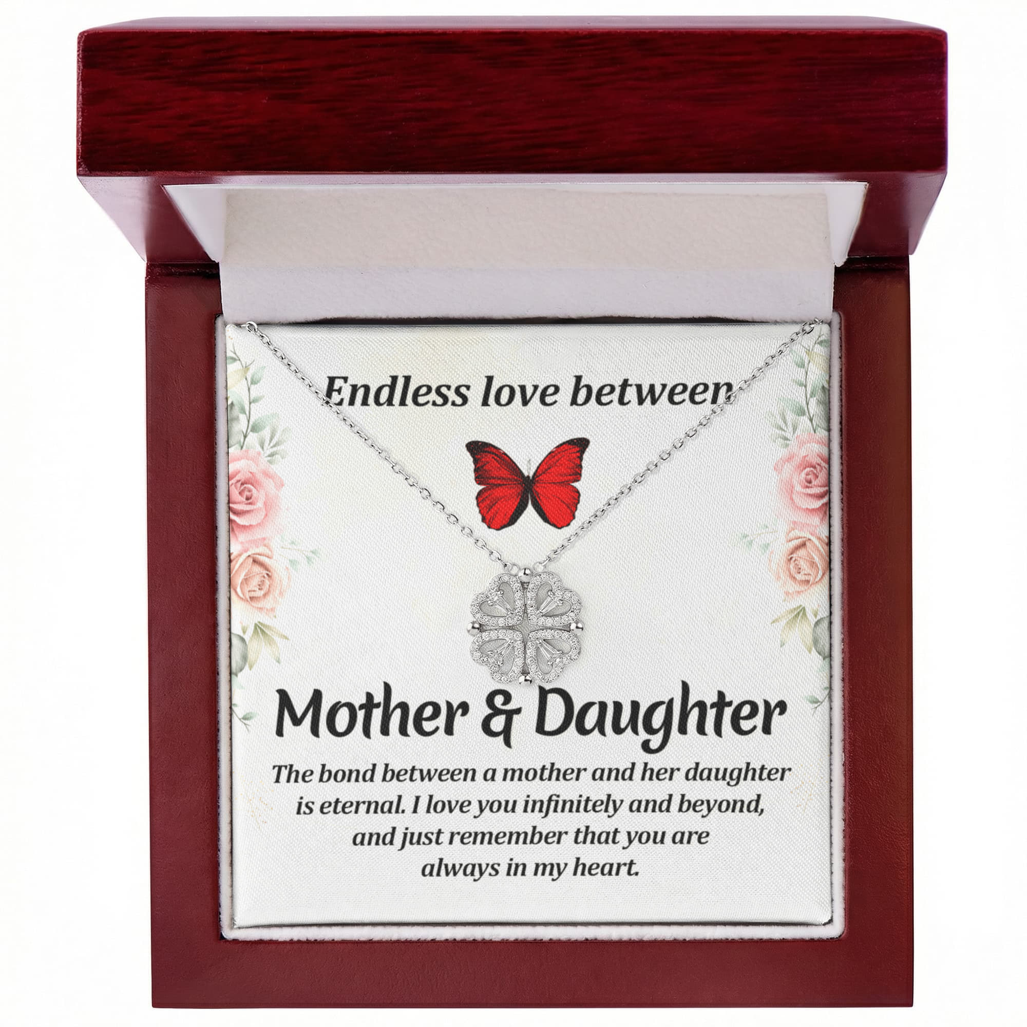 Magnetic Heart Clover Necklace – Mother & Daughter Gift, Meaningful Love Necklace, Gift for Mom or Daughter, Symbol of Connection Jewelry