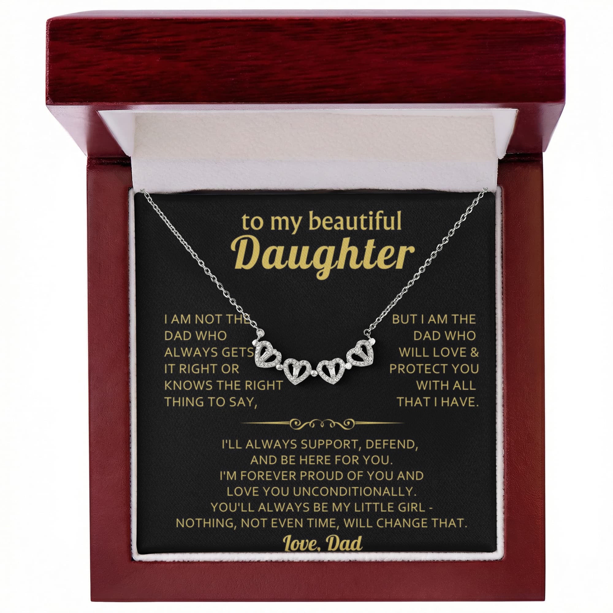 To My Beautiful Daughter – Love You Forever, Magnetic Clover Heart Necklace Gift