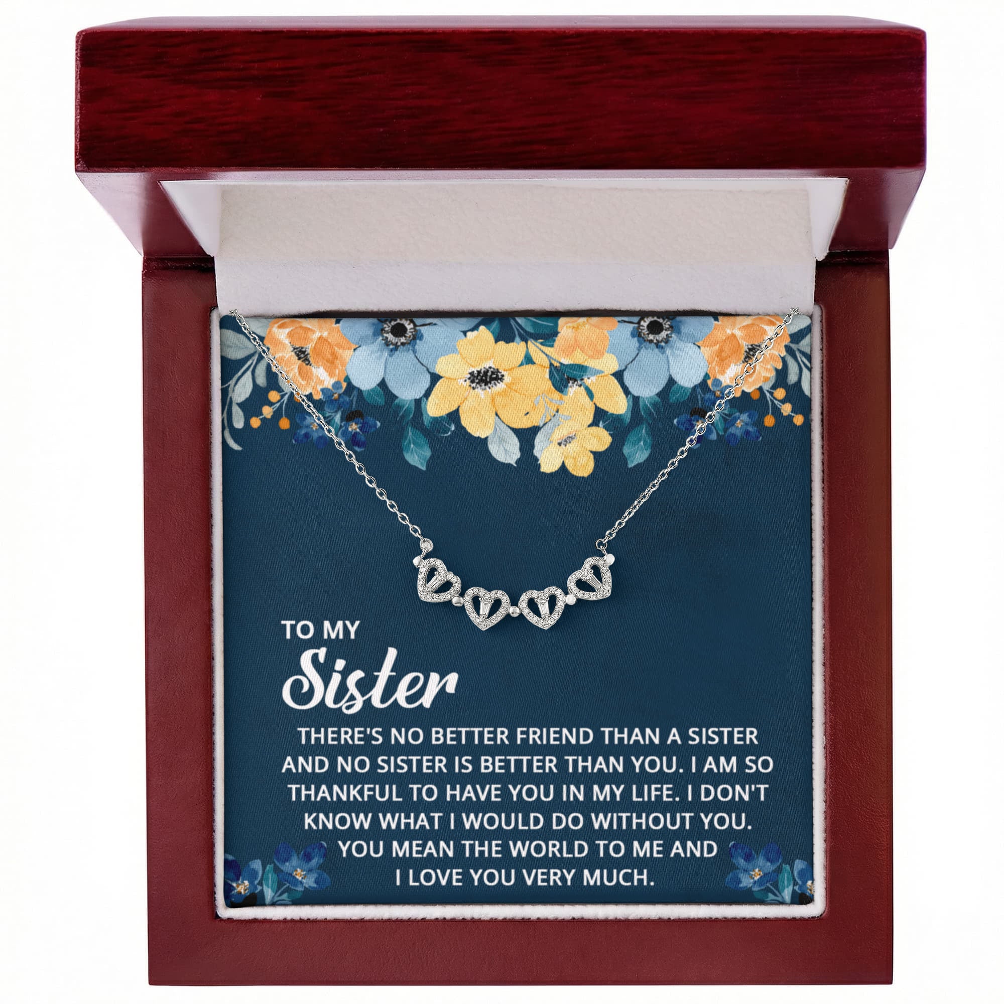 To My Sister Magnetic Heart Necklace – Meaningful Sister Gift, Heartfelt Jewelry for Sister, Birthday or Christmas Gift