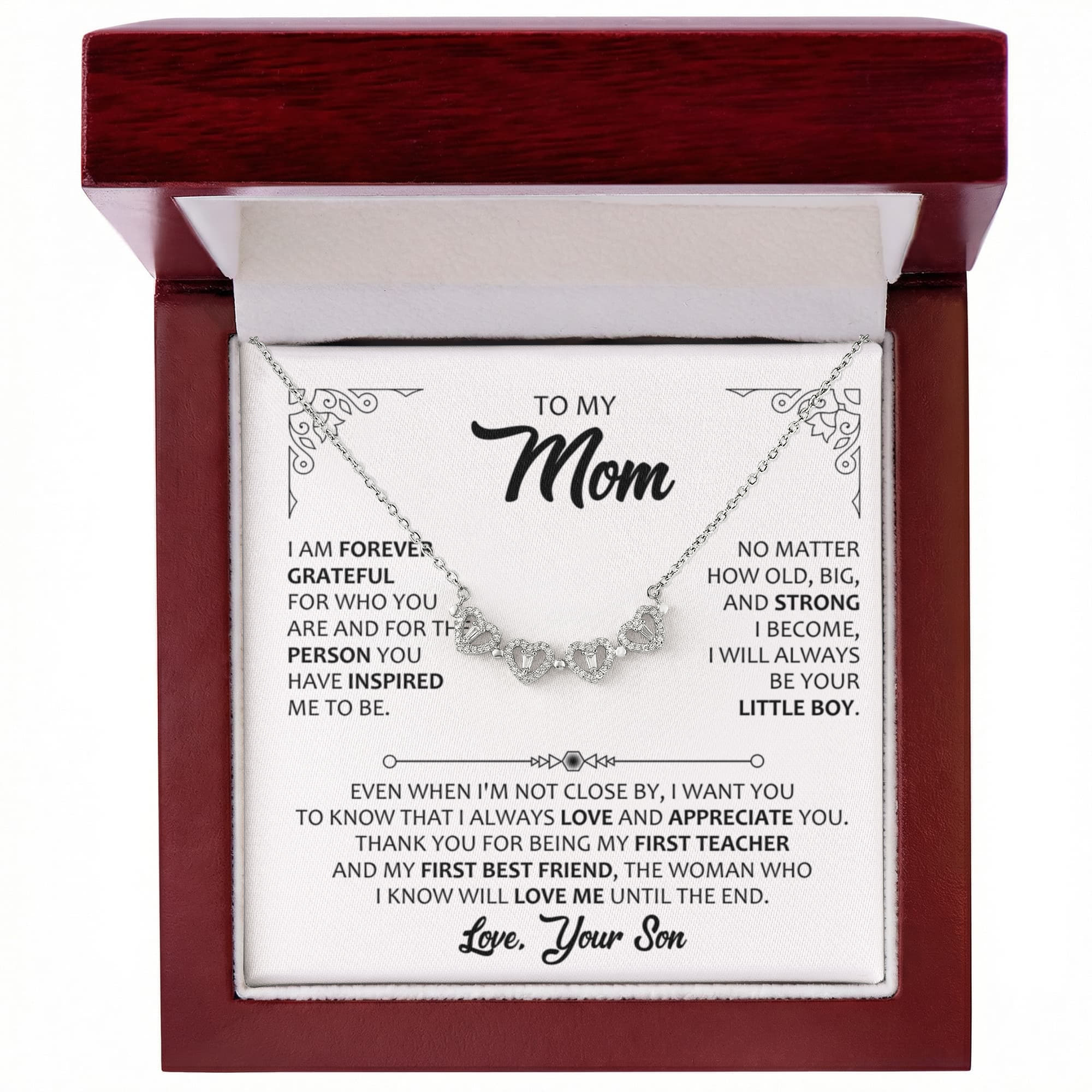 Magnetic Heart Clover Necklace – Meaningful Gift for Mom from Son