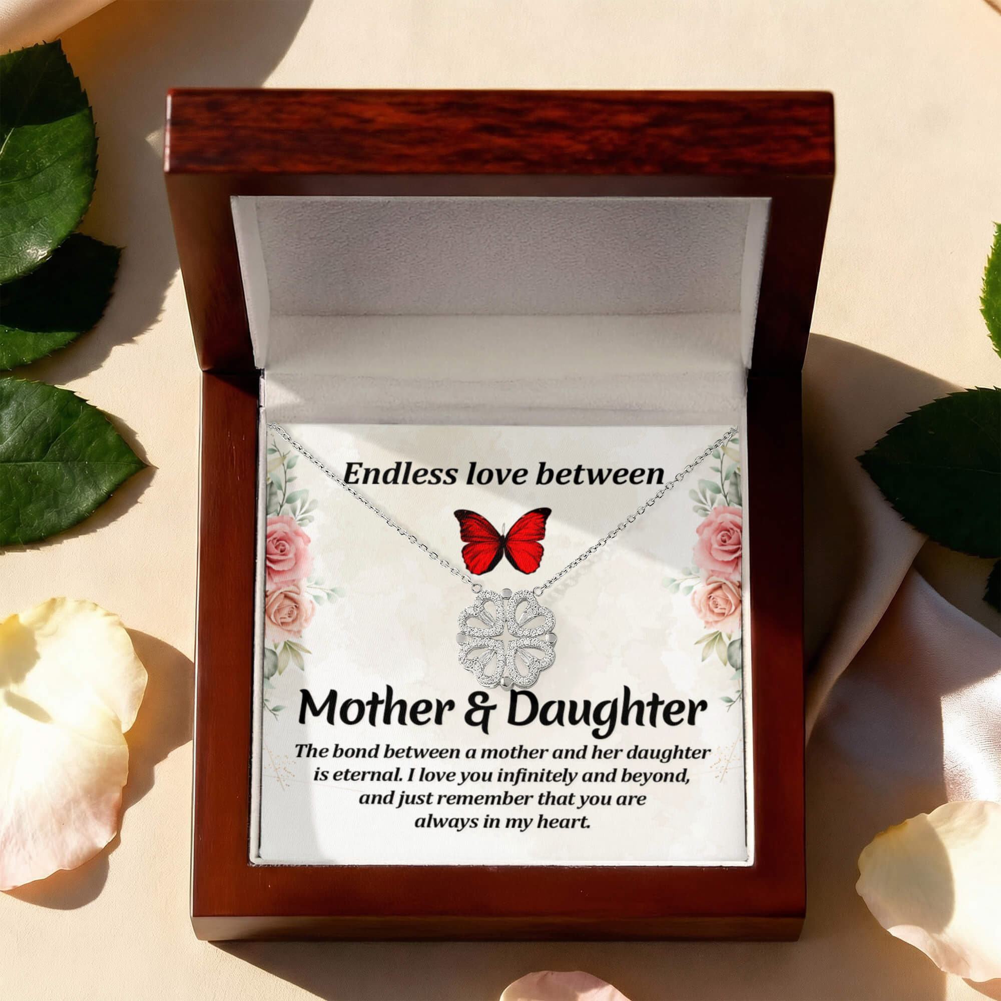 Magnetic Heart Clover Necklace – Mother & Daughter Gift, Meaningful Love Necklace, Gift for Mom or Daughter, Symbol of Connection Jewelry