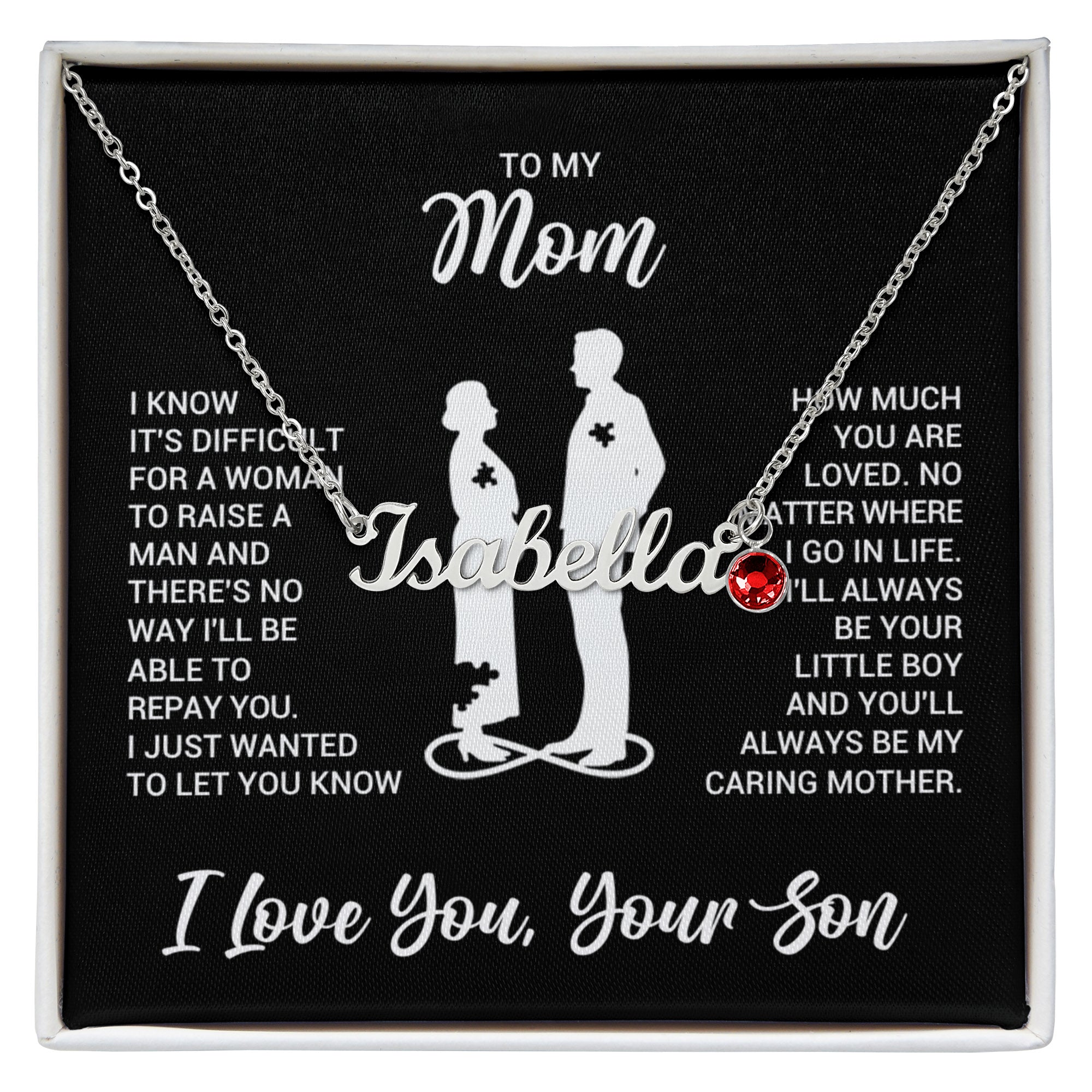 To My Mom Custom Name Necklace with Birthstone, Personalized Gift for Mom from Son
