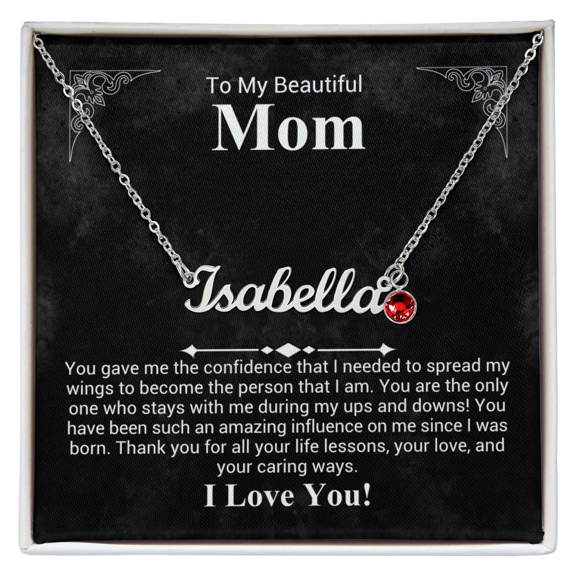 personalized necklace for mom, custom name necklace with birthstone