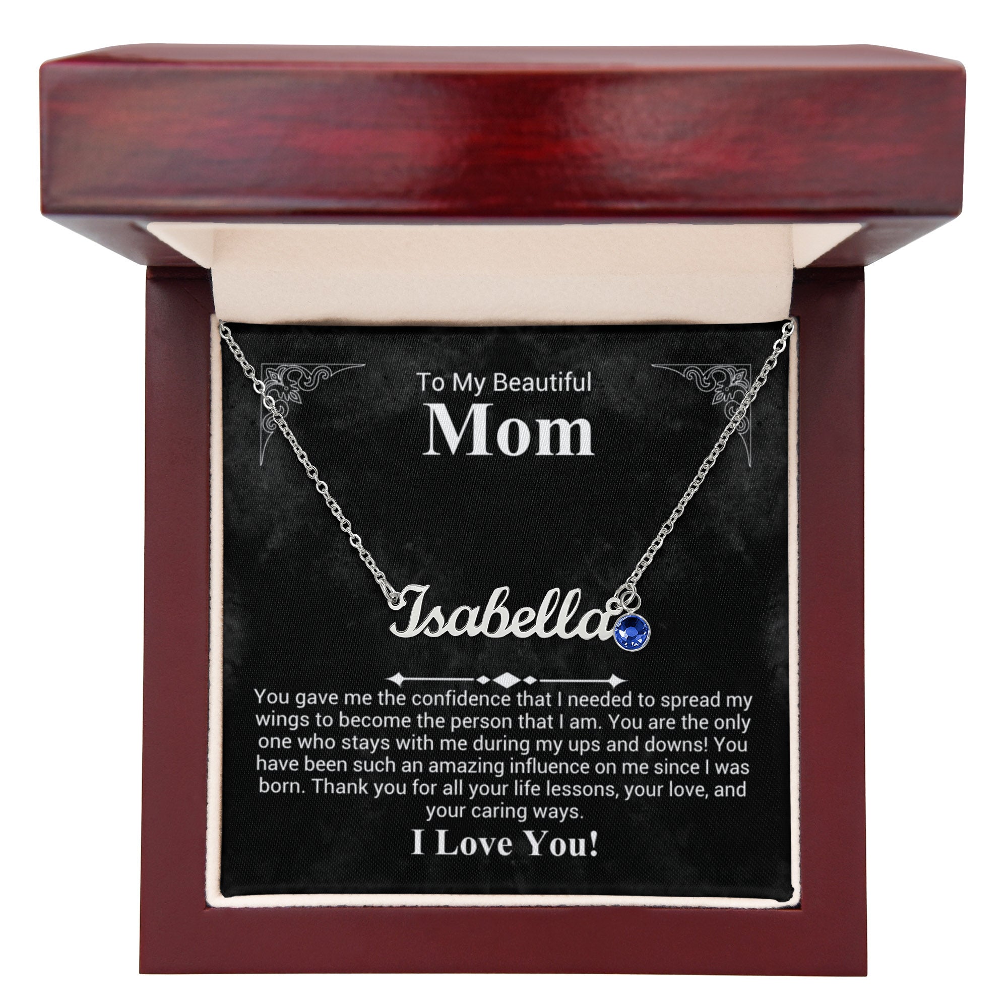 Custom Name Necklace with Birthstone for Mom – Personalized Necklace Gift for Mother – Cursive Name Jewelry Birthday Mother's Day Gift