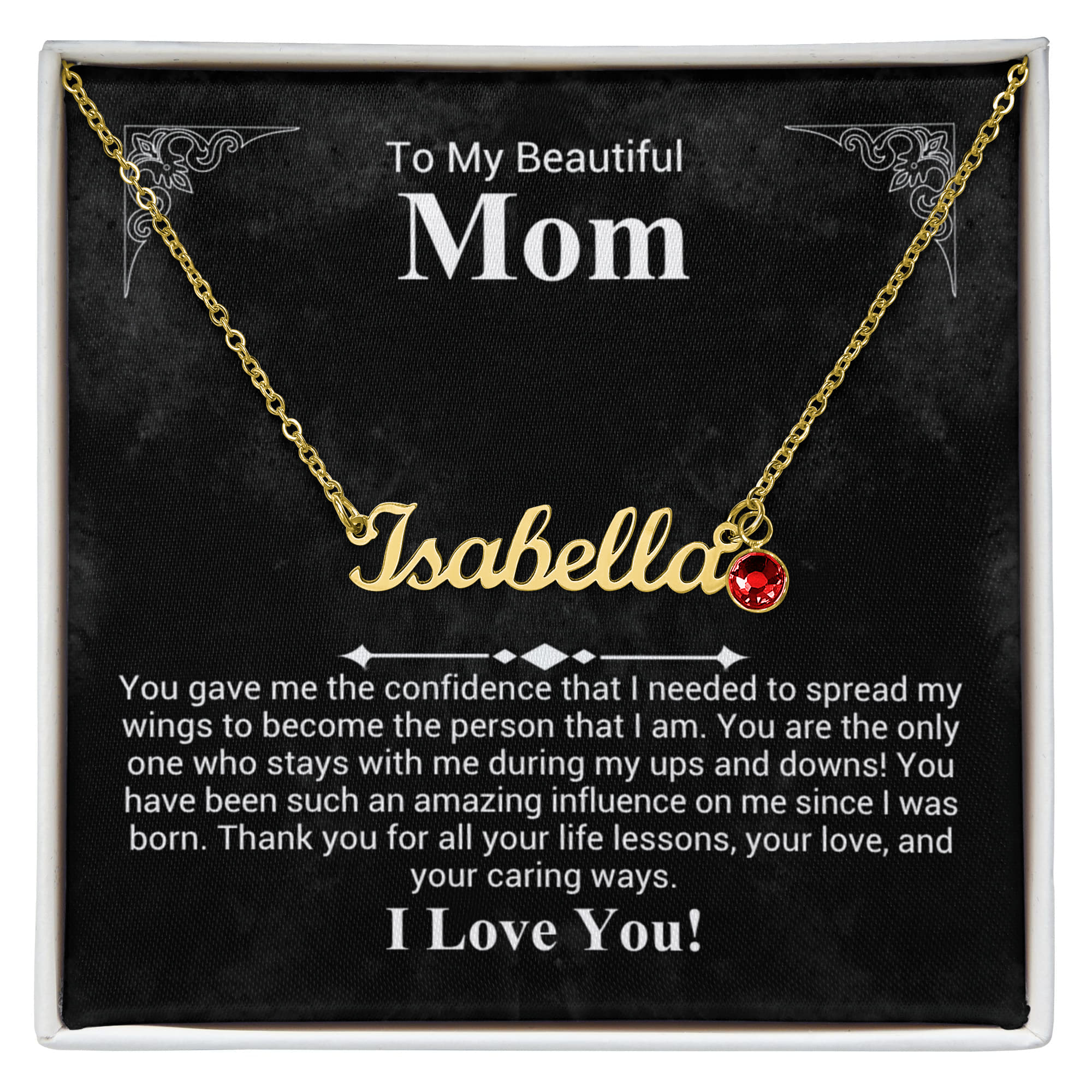 Custom Name Necklace with Birthstone for Mom – Personalized Necklace Gift for Mother – Cursive Name Jewelry Birthday Mother's Day Gift