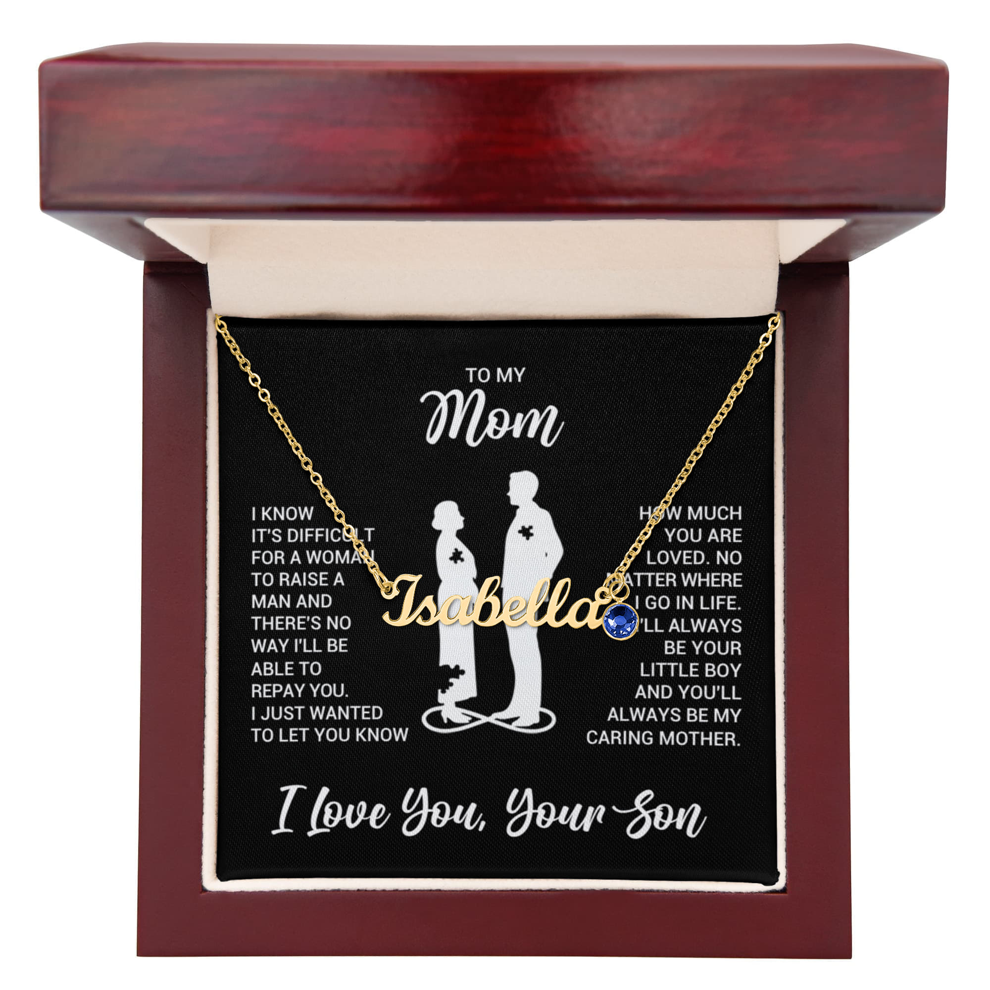 To My Mom Custom Name Necklace with Birthstone, Personalized Gift for Mom from Son