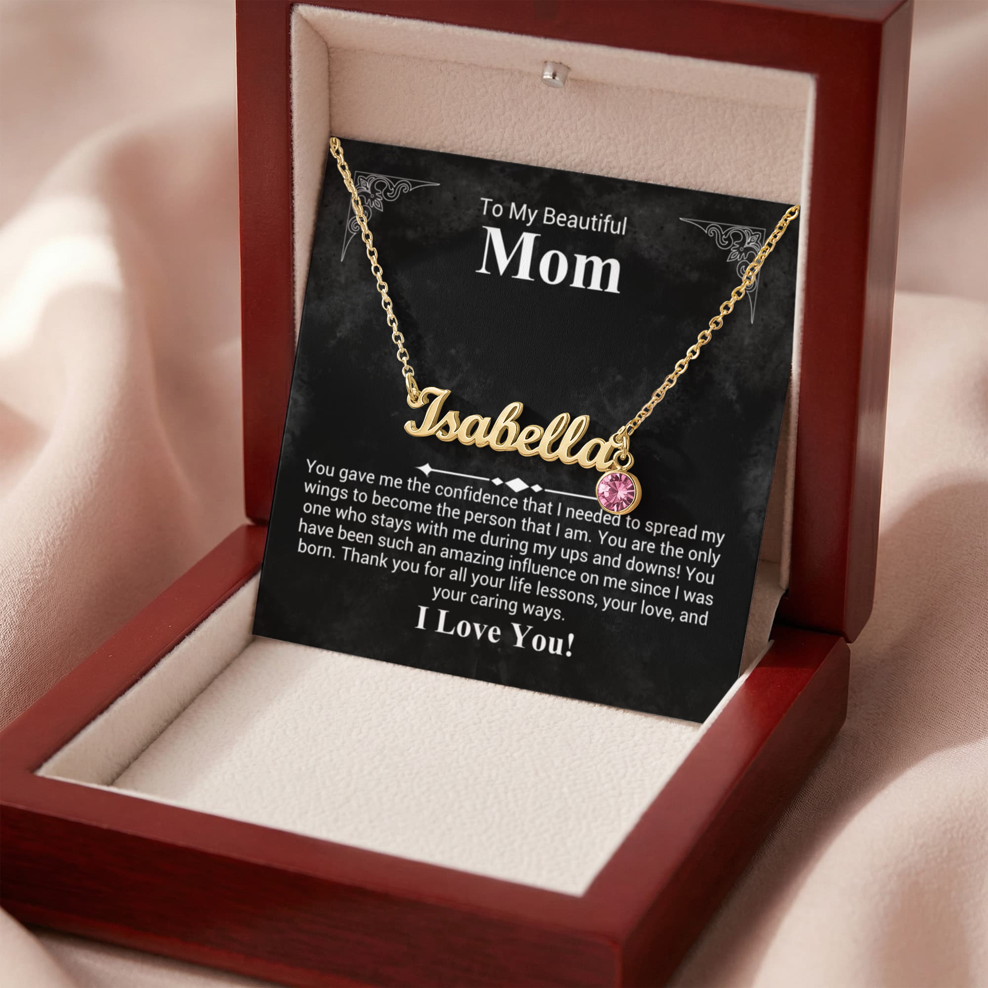 Custom Name Necklace with Birthstone for Mom – Personalized Necklace Gift for Mother – Cursive Name Jewelry Birthday Mother's Day Gift