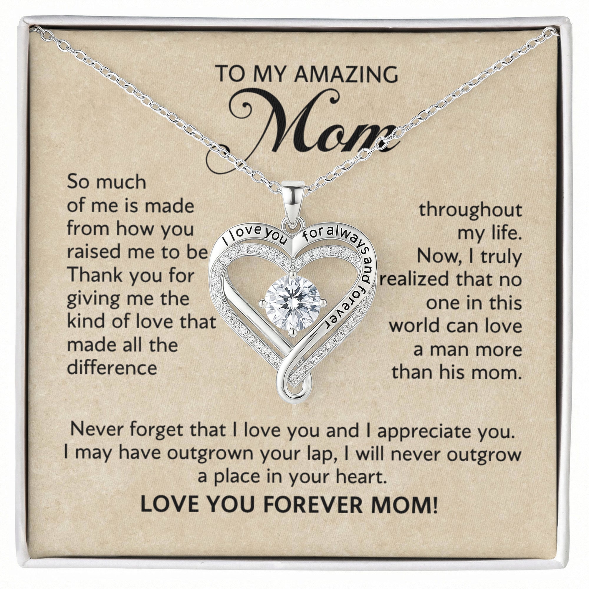 gift for mom from son, emotional necklace for mom, love you forever mom necklace