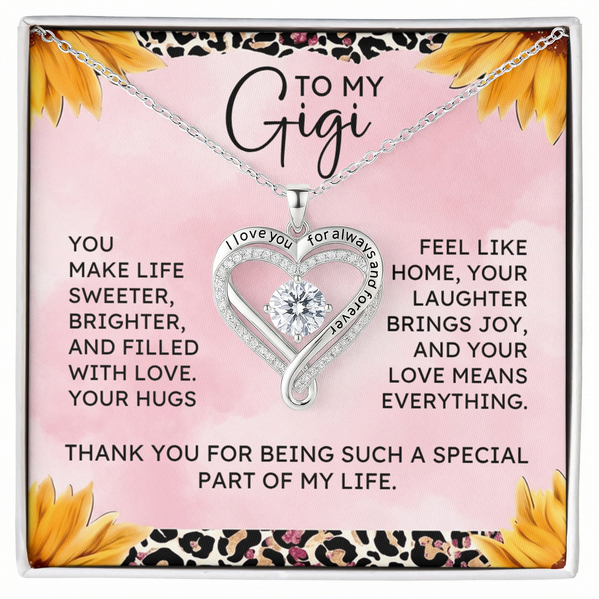 Gigi Necklace Gift – “I Love You Always & Forever” Heart Pendant