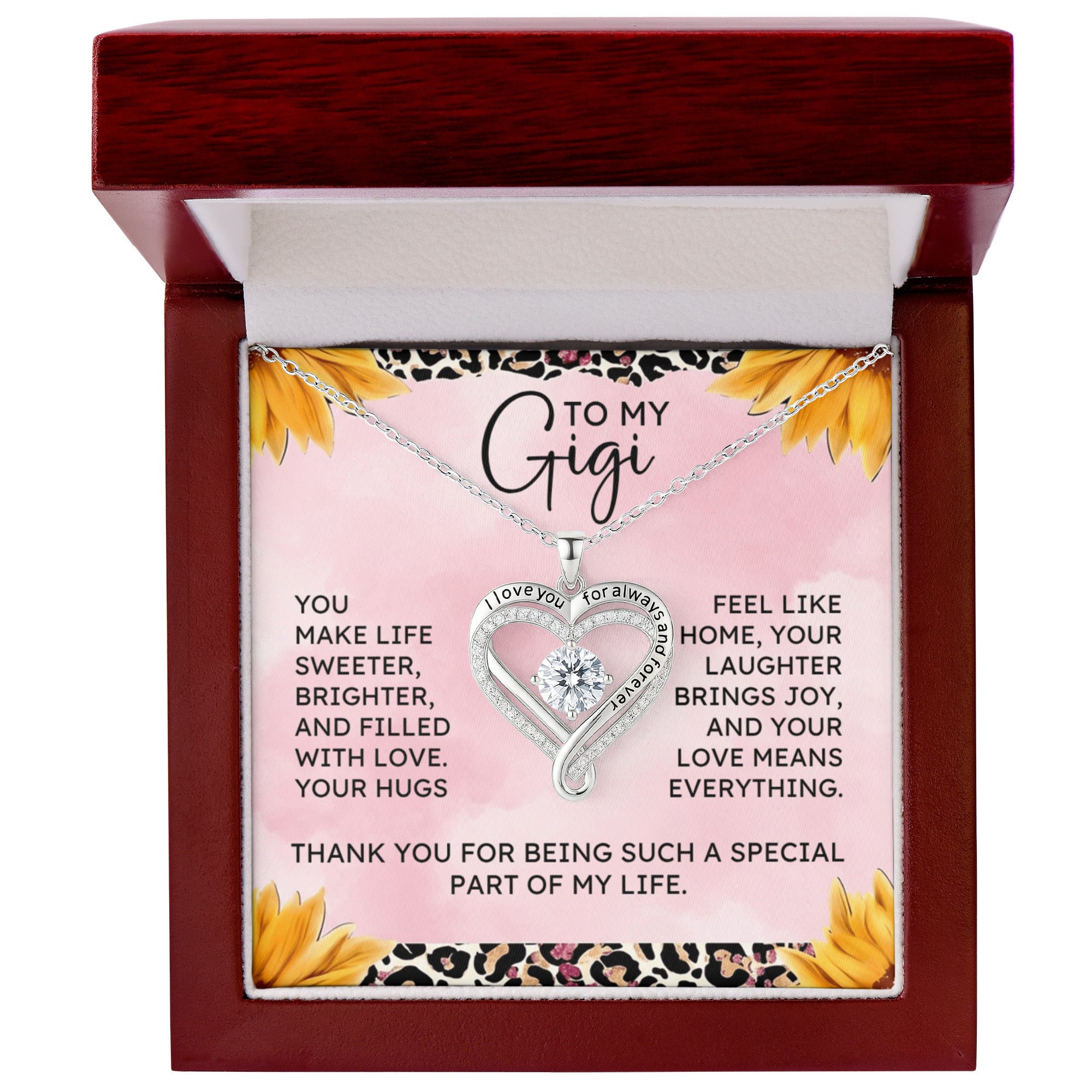 Gigi Necklace Gift – “I Love You Always & Forever” Heart Pendant
