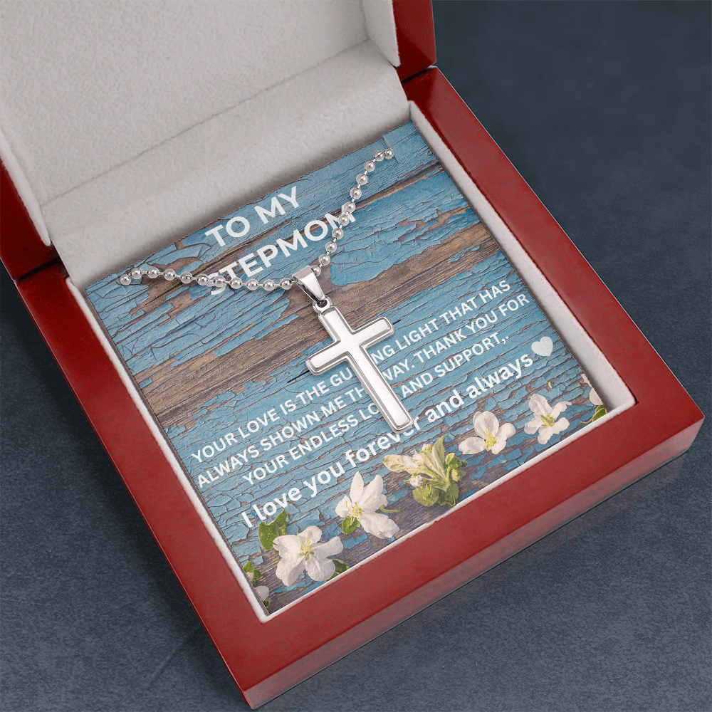 To My Stepmom Cross Necklace – Meaningful Stepmom Gift, Thank You for Your Love and Support Jewelry