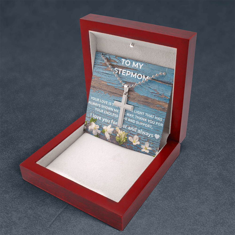 To My Stepmom Cross Necklace – Meaningful Stepmom Gift, Thank You for Your Love and Support Jewelry