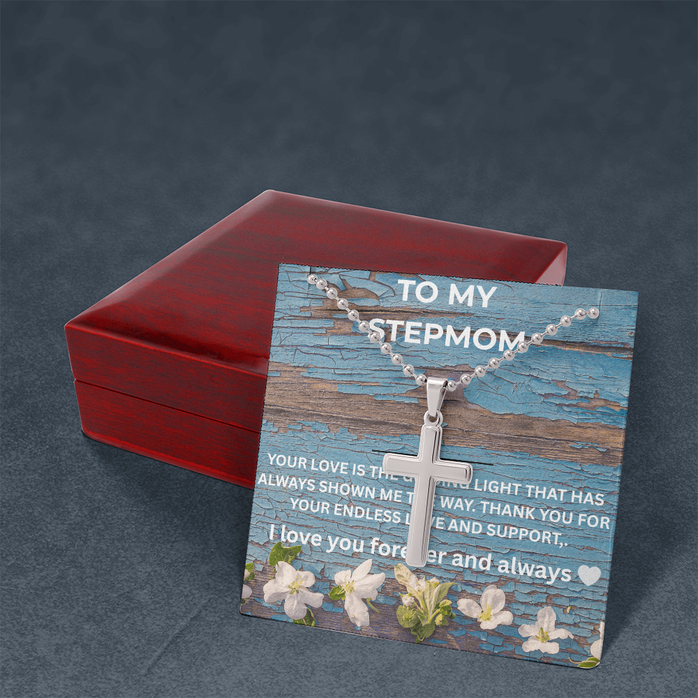 To My Stepmom Cross Necklace – Meaningful Stepmom Gift, Thank You for Your Love and Support Jewelry