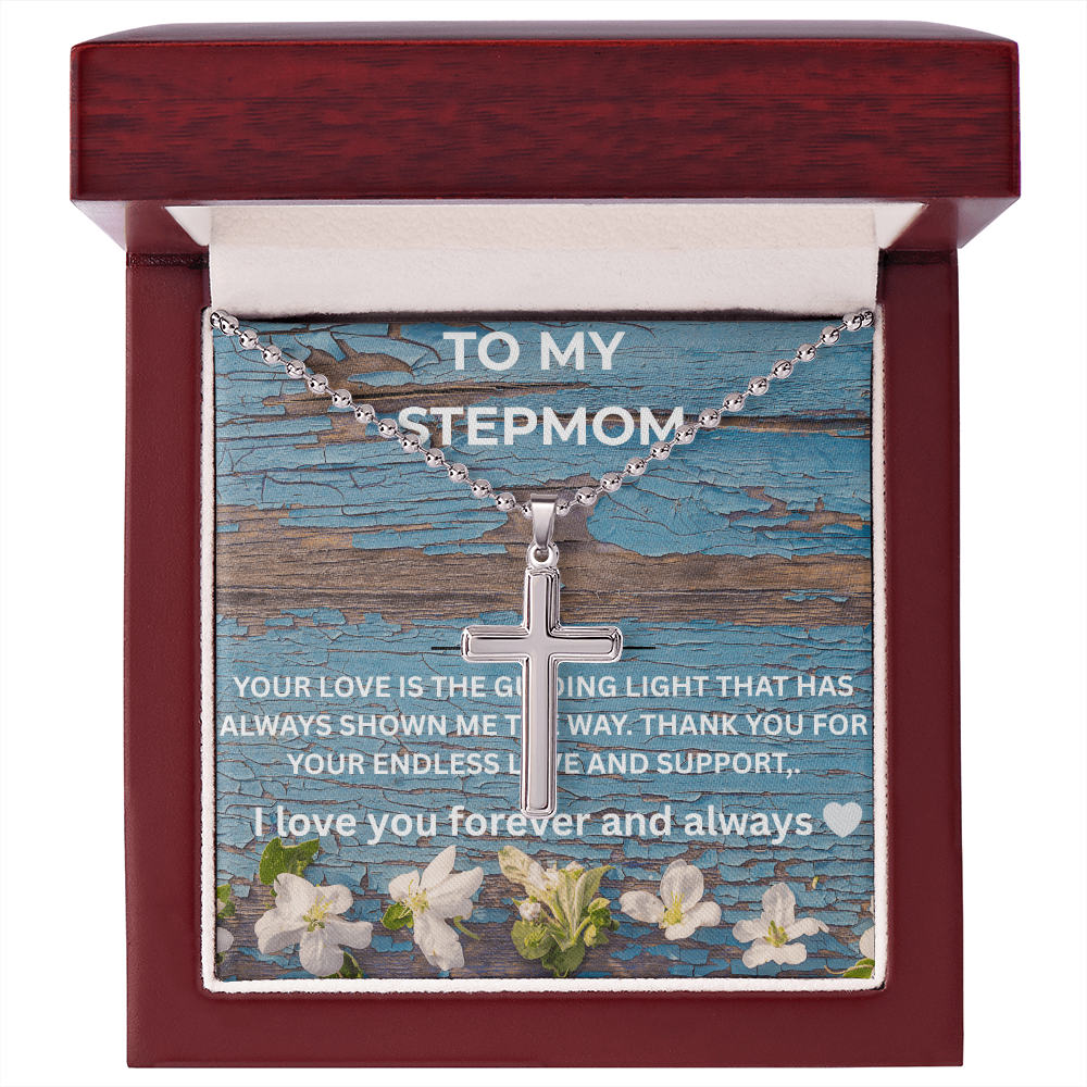 To My Stepmom Cross Necklace – Meaningful Stepmom Gift, Thank You for Your Love and Support Jewelry