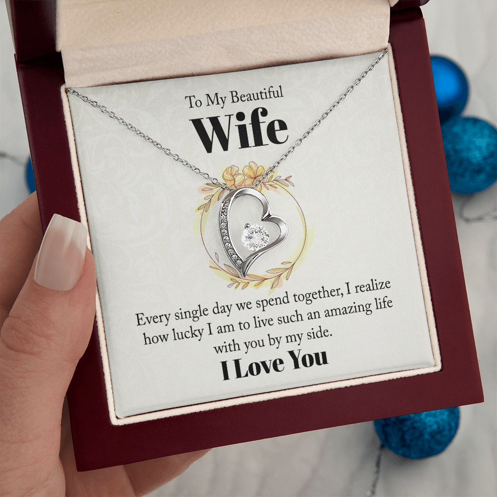 Forever Love Necklace Gift for Wife – Romantic Heart Pendant, Meaningful Jewelry for Her