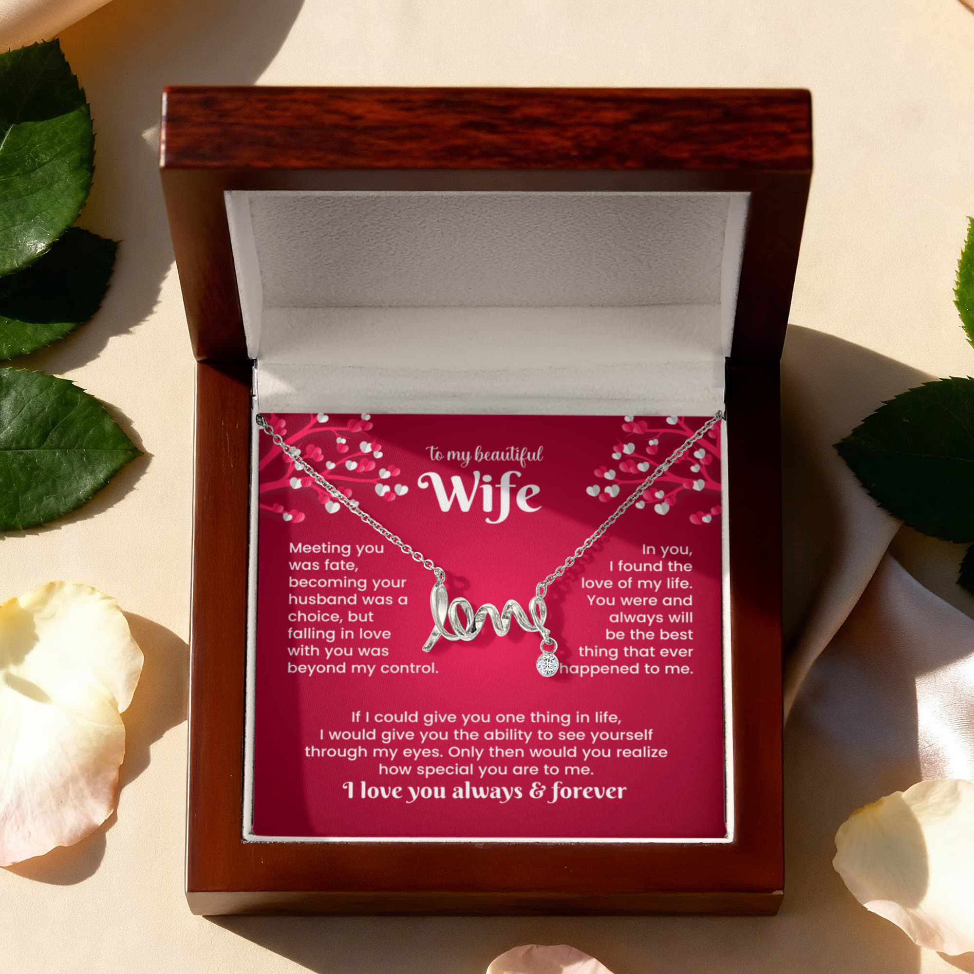 To My Beautiful Wife Love Necklace – Romantic Gift From Husband