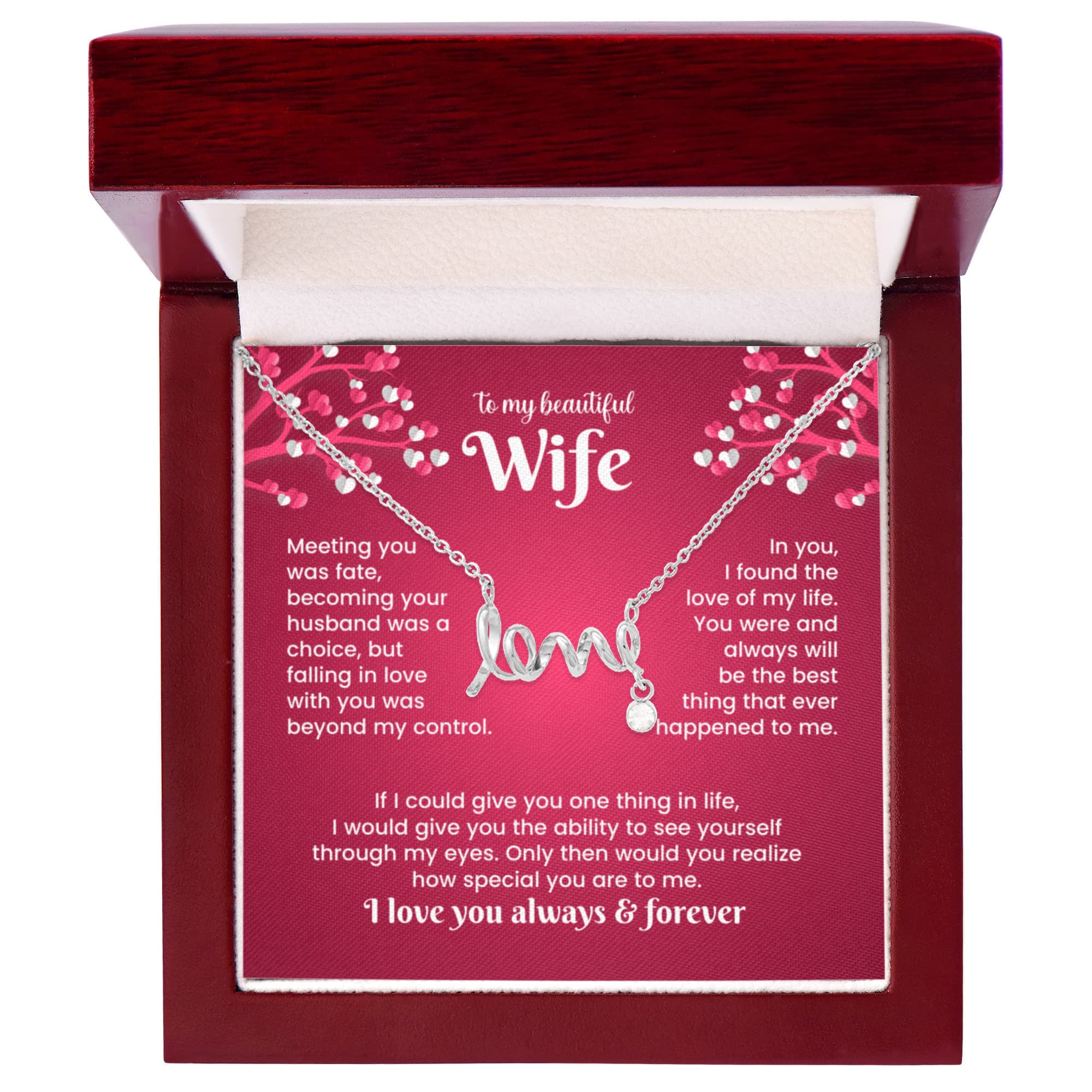 To My Beautiful Wife Love Necklace – Romantic Gift From Husband