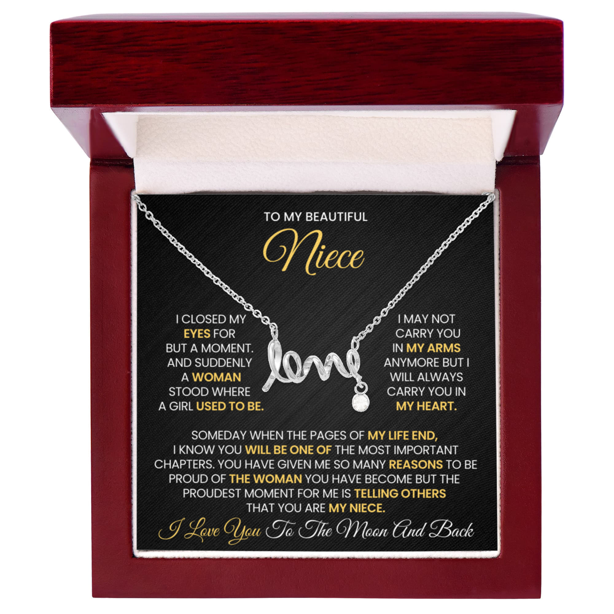 Love Script Necklace for Niece – Sentimental Gift for Niece Jewelry