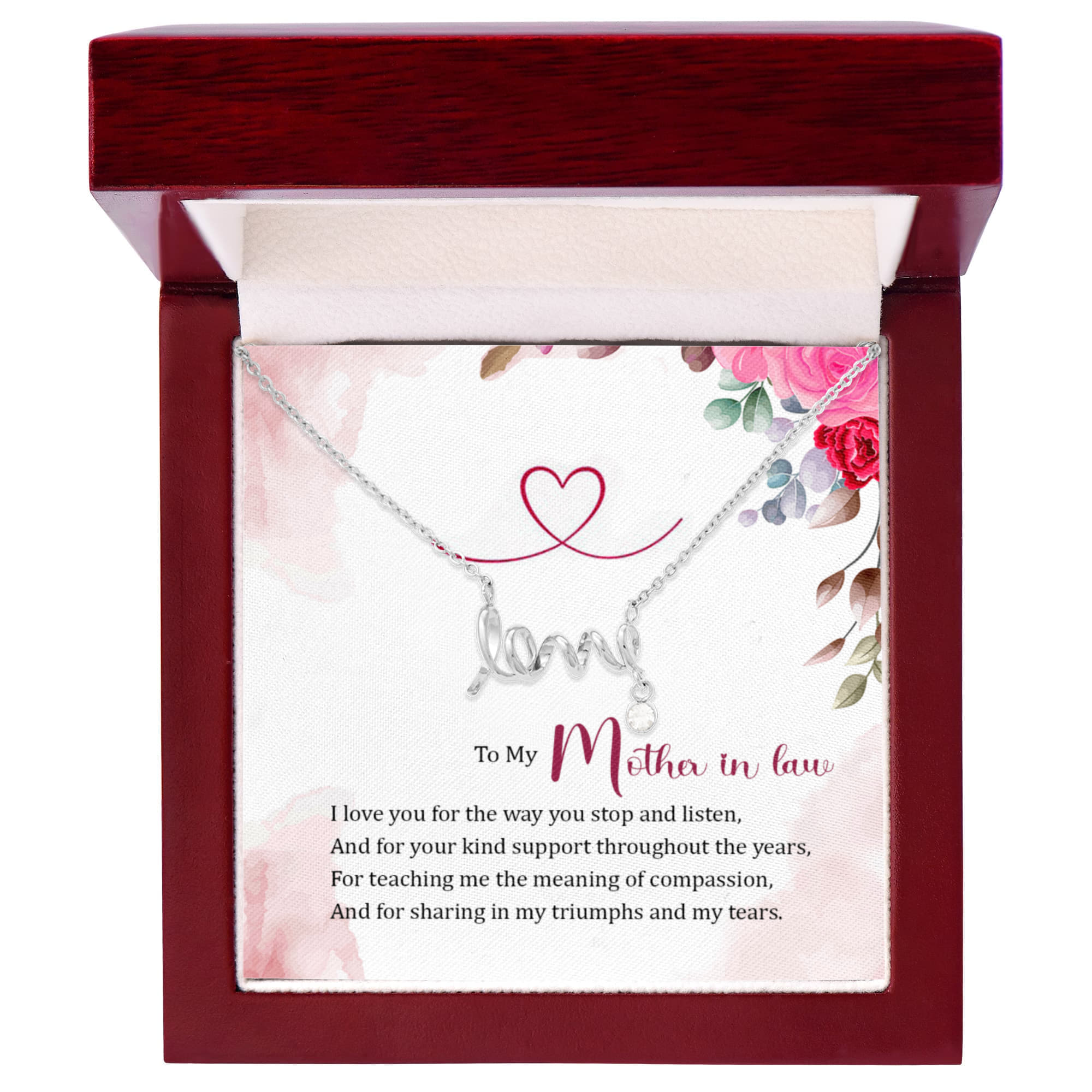 To My Mother-in-Law Love Necklace – Meaningful Gift for Mother in Law, Birthday Gift, Wedding Gift, Thank You Gift from Daughter-in-Law