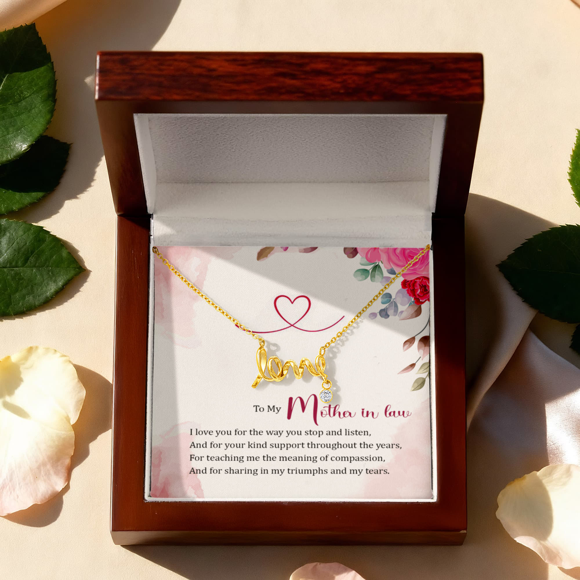 To My Mother-in-Law Love Necklace – Meaningful Gift for Mother in Law, Birthday Gift, Wedding Gift, Thank You Gift from Daughter-in-Law