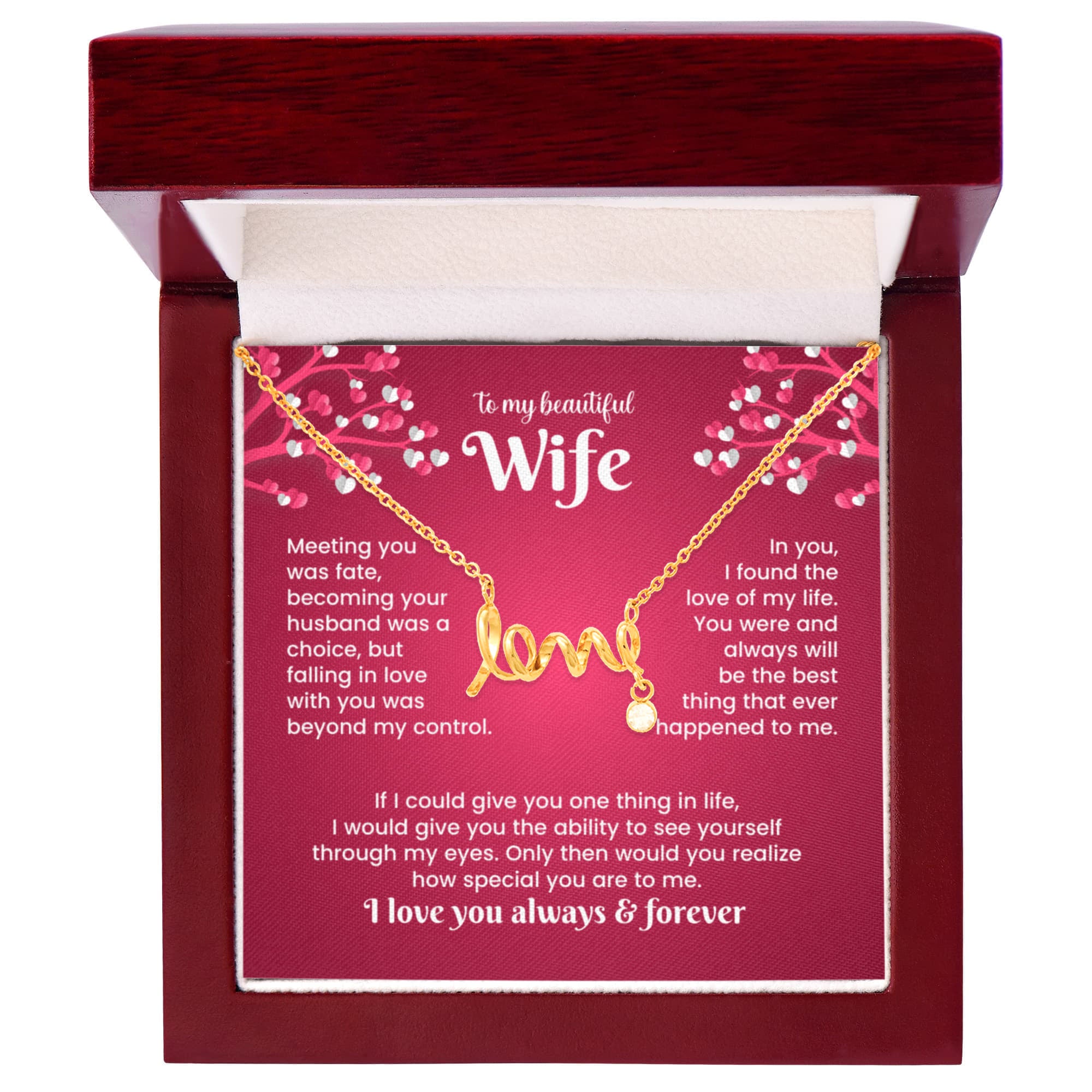 To My Beautiful Wife Love Necklace – Romantic Gift From Husband