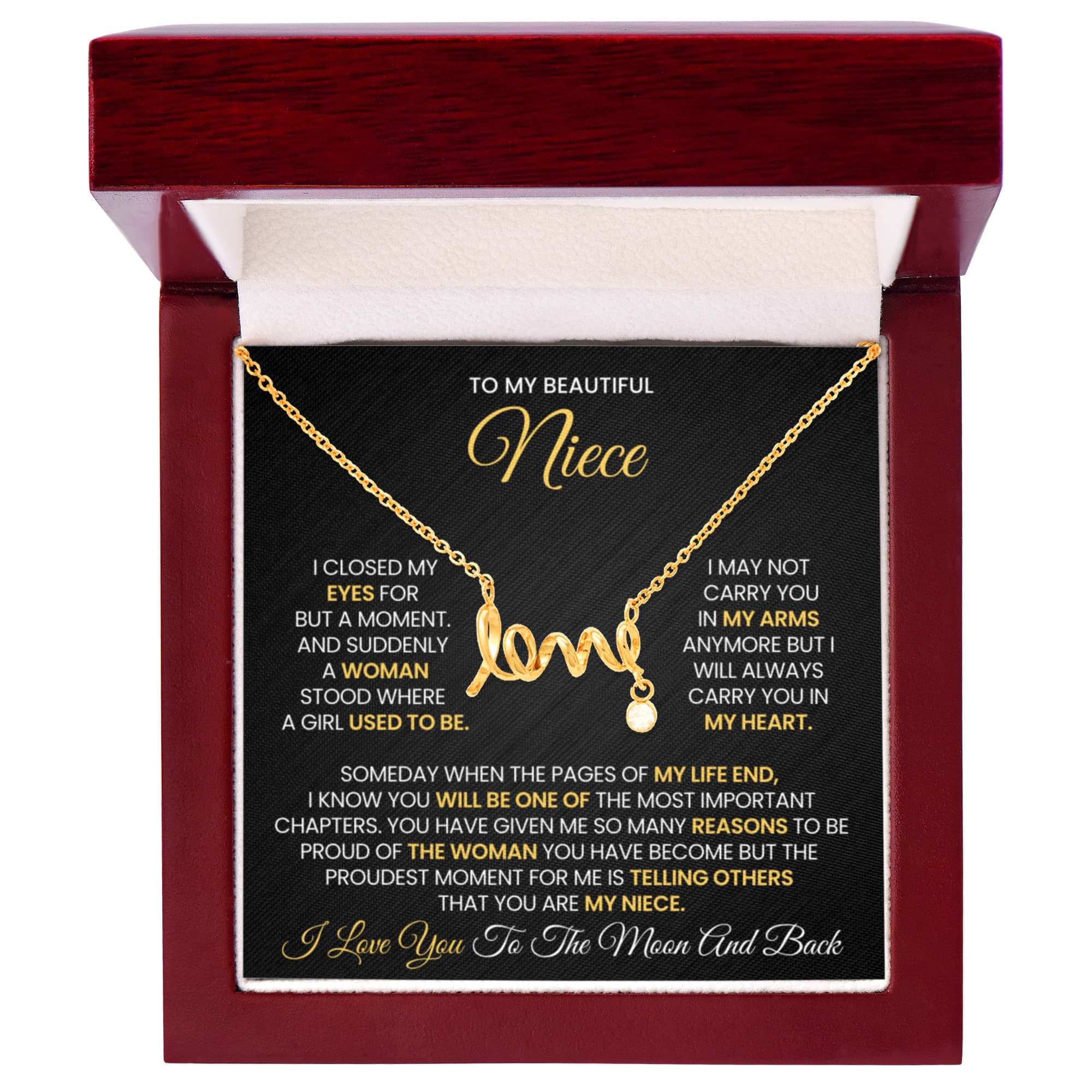Love Script Necklace for Niece – Sentimental Gift for Niece Jewelry