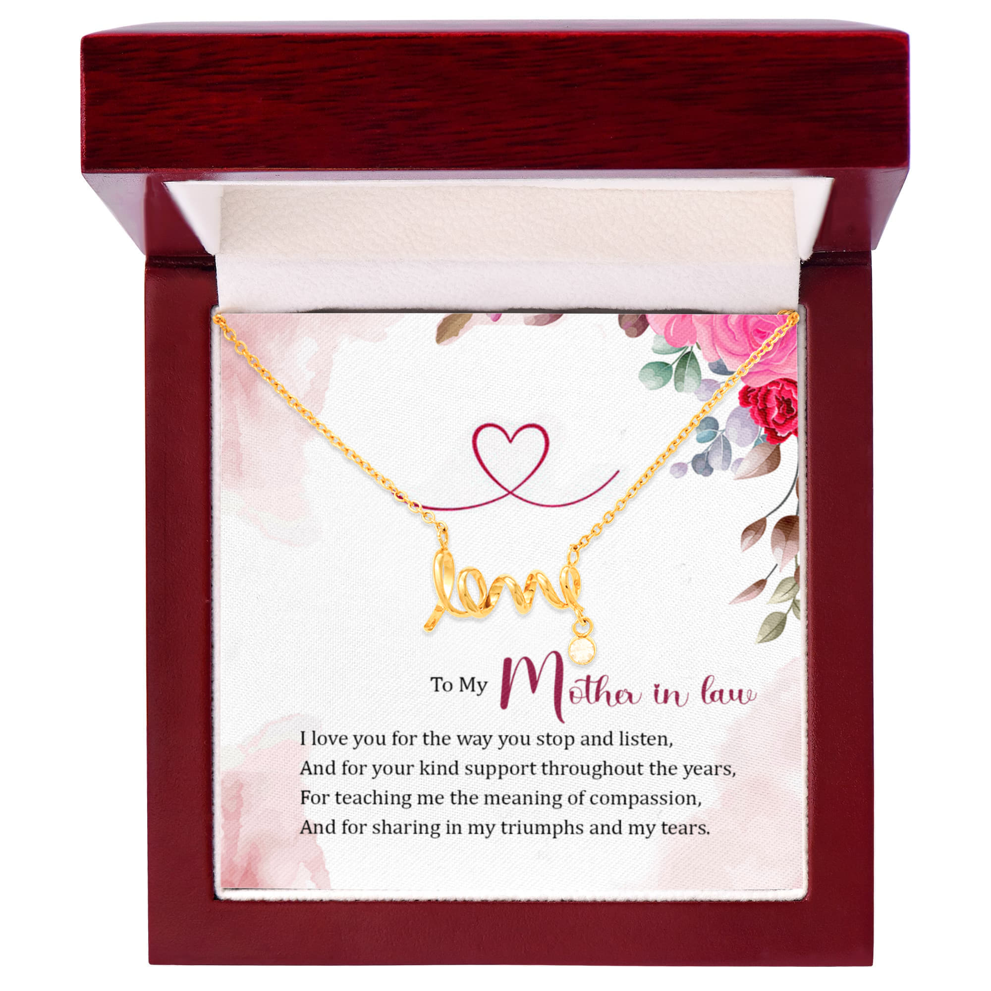 To My Mother-in-Law Love Necklace – Meaningful Gift for Mother in Law, Birthday Gift, Wedding Gift, Thank You Gift from Daughter-in-Law