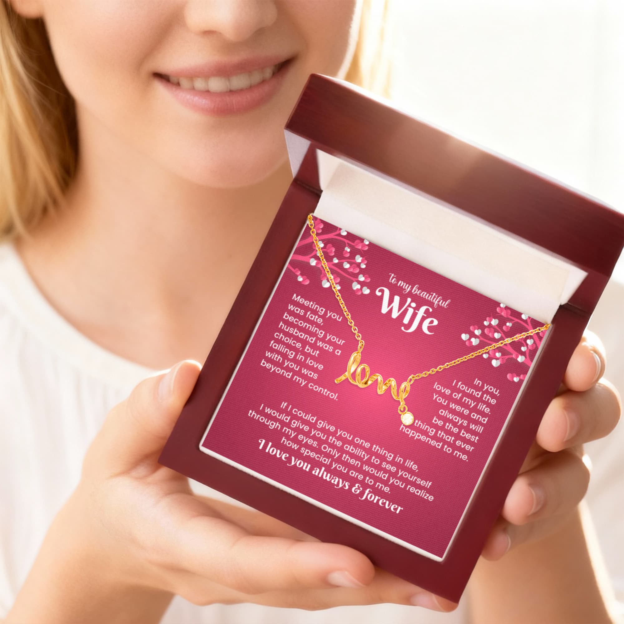 To My Beautiful Wife Love Necklace – Romantic Gift From Husband