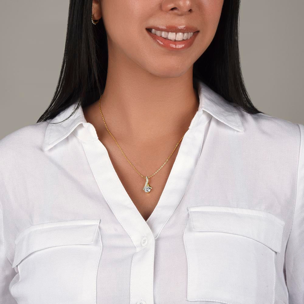 Happy Birthday Mom Necklace – Alluring Beauty Ribbon Pendant Gift for Mom, Elegant Birthday Jewelry from Daughter or Son