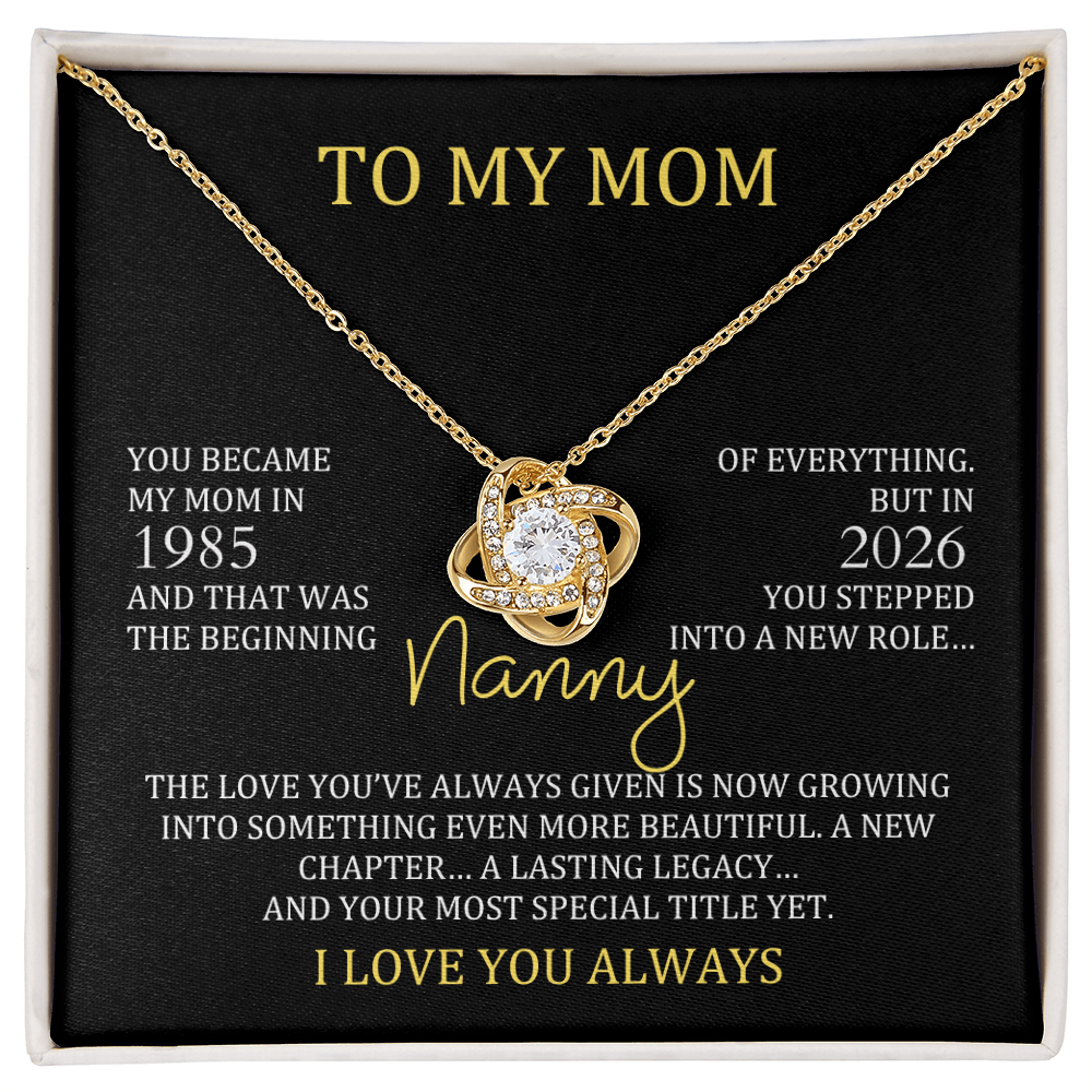 Nanny Necklace with Mom & Nanny Years – New Grandma Gift | Love Knot Necklace