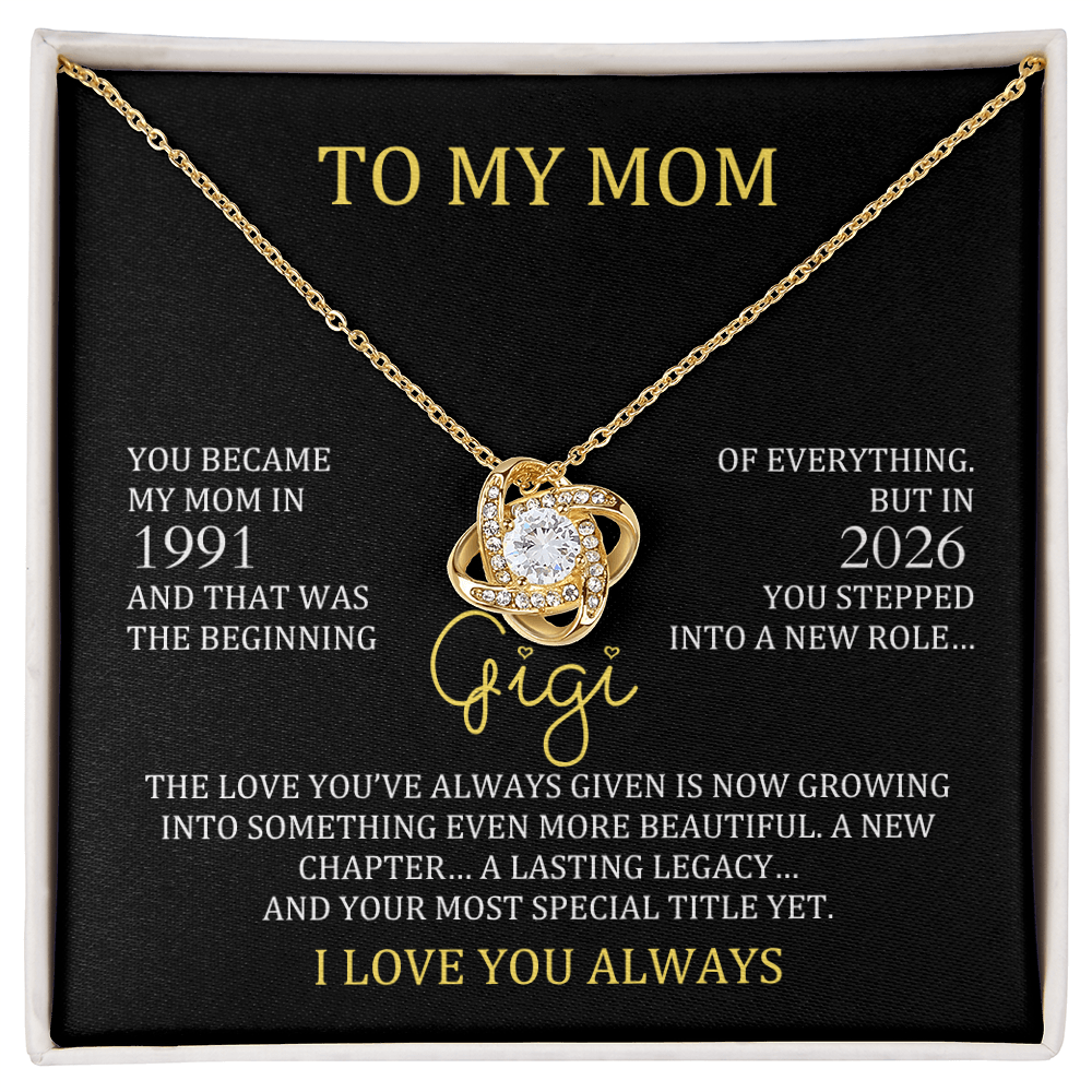 Gigi Necklace with Mom & Gigi Years – New Grandma Gift | Love Knot Necklace