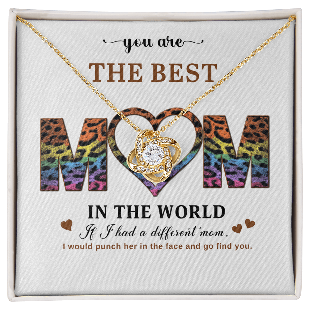 Love Knot Necklace for Mom – “Best Mom in the World” Gift from Daughter, Mother's Day Jewelry