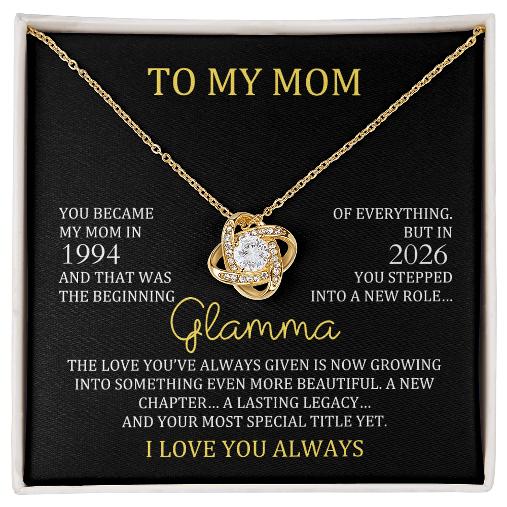 Glamma Necklace with Mom & Glamma Years – New Grandma Gift | Love Knot Necklace