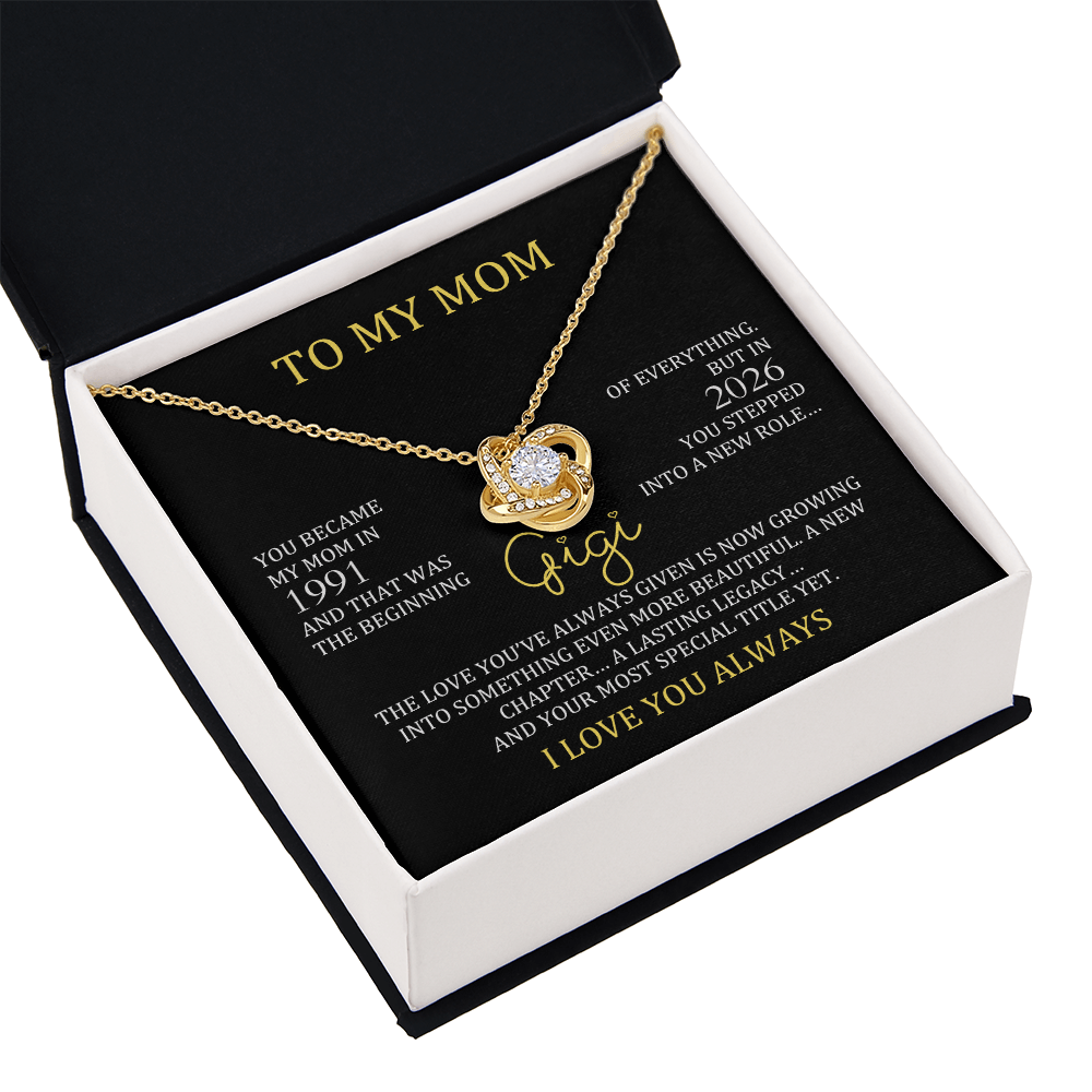 Gigi Necklace with Mom & Gigi Years – New Grandma Gift | Love Knot Necklace