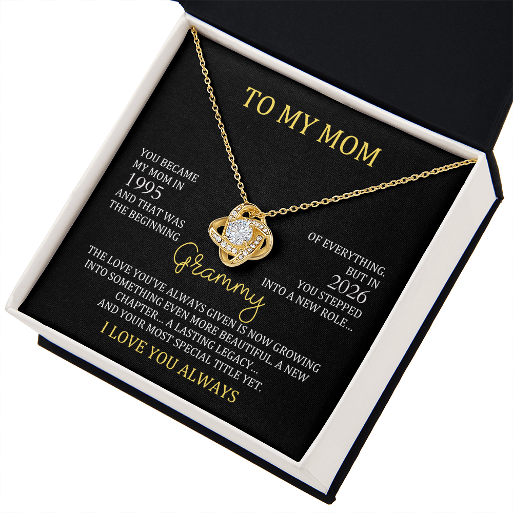 love knot necklace for grammy with cubic zirconia pendant, sentimental grandma gift