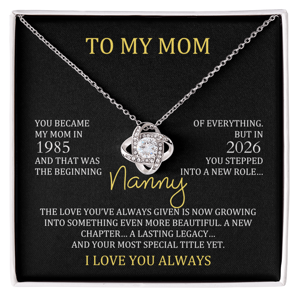 Nanny Necklace with Mom & Nanny Years – New Grandma Gift | Love Knot Necklace
