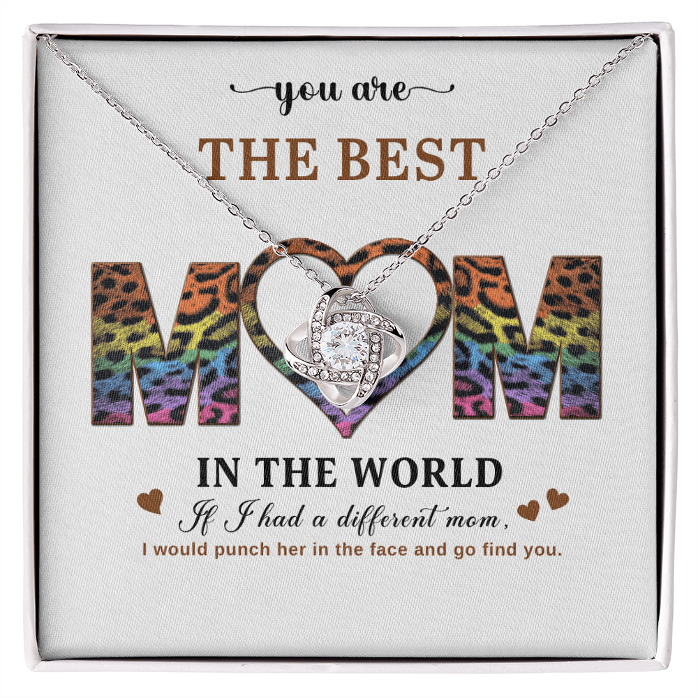 Love Knot Necklace for Mom – “Best Mom in the World” Gift from Daughter, Mother's Day Jewelry