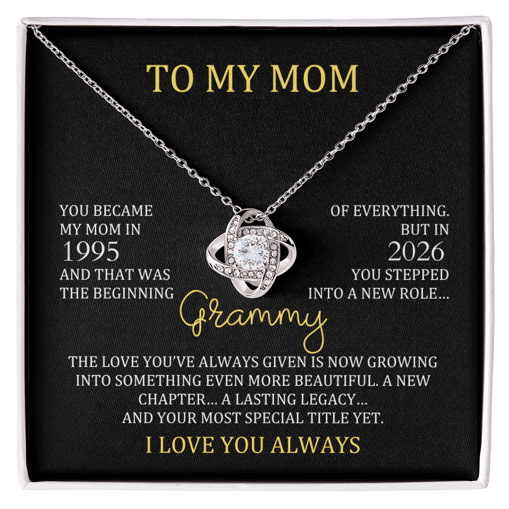 Grammy Necklace with Mom & Grammy Years – New Grandma Gift | Love Knot Necklace
