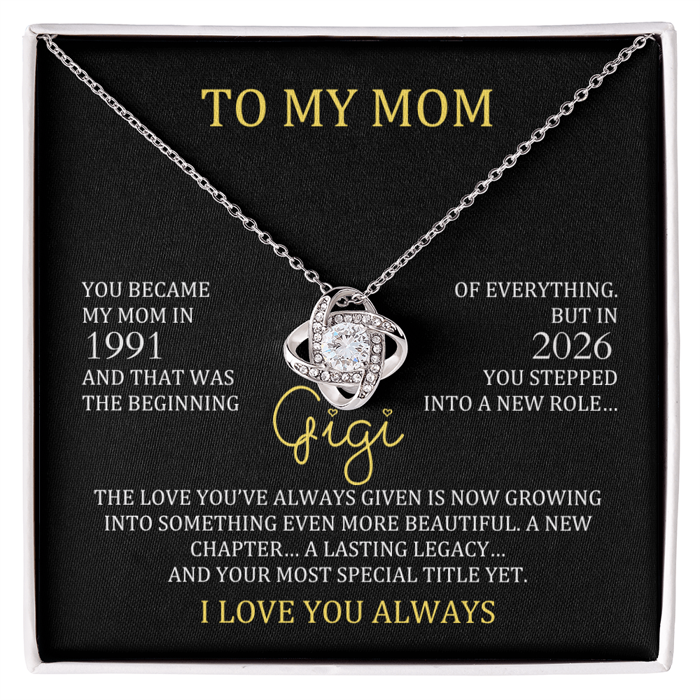 to my mom gigi message card with personalized mom and gigi years, new grandma gift