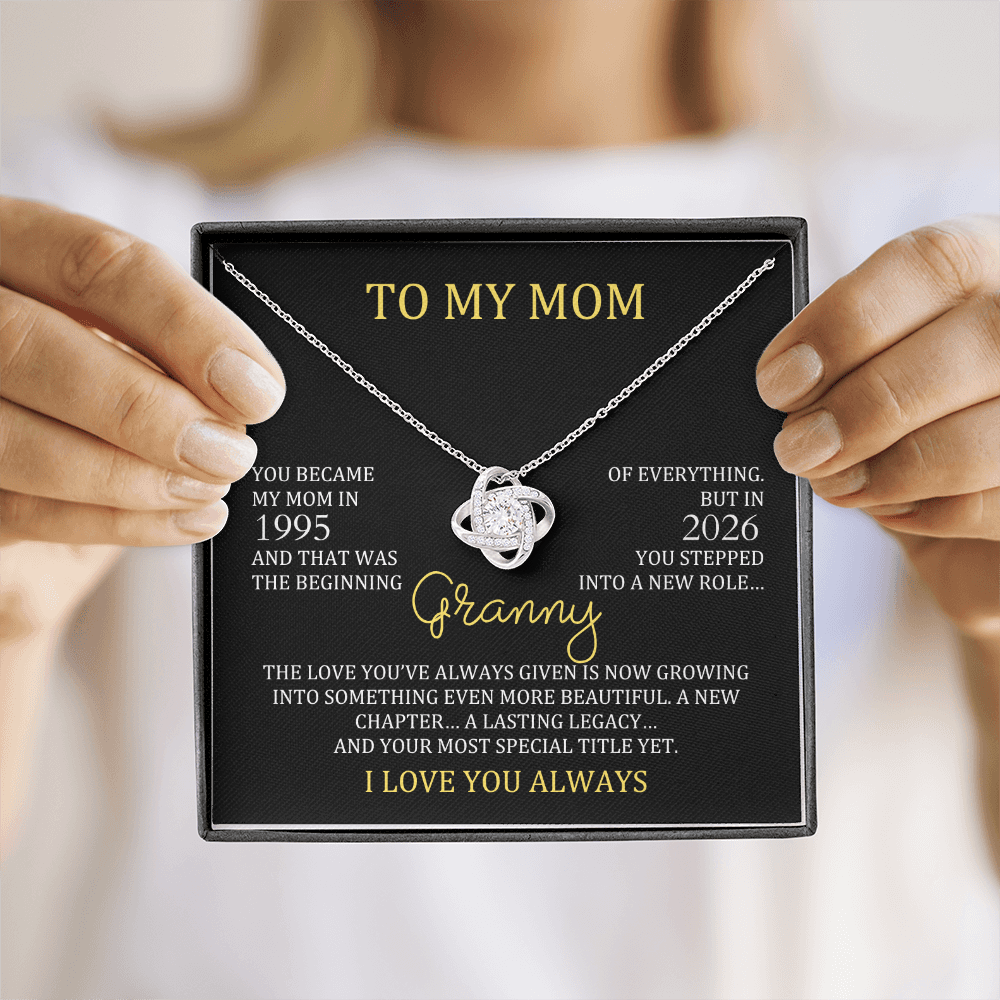 Granny Necklace with Mom & Granny Years – New Grandma Gift | Love Knot Necklace